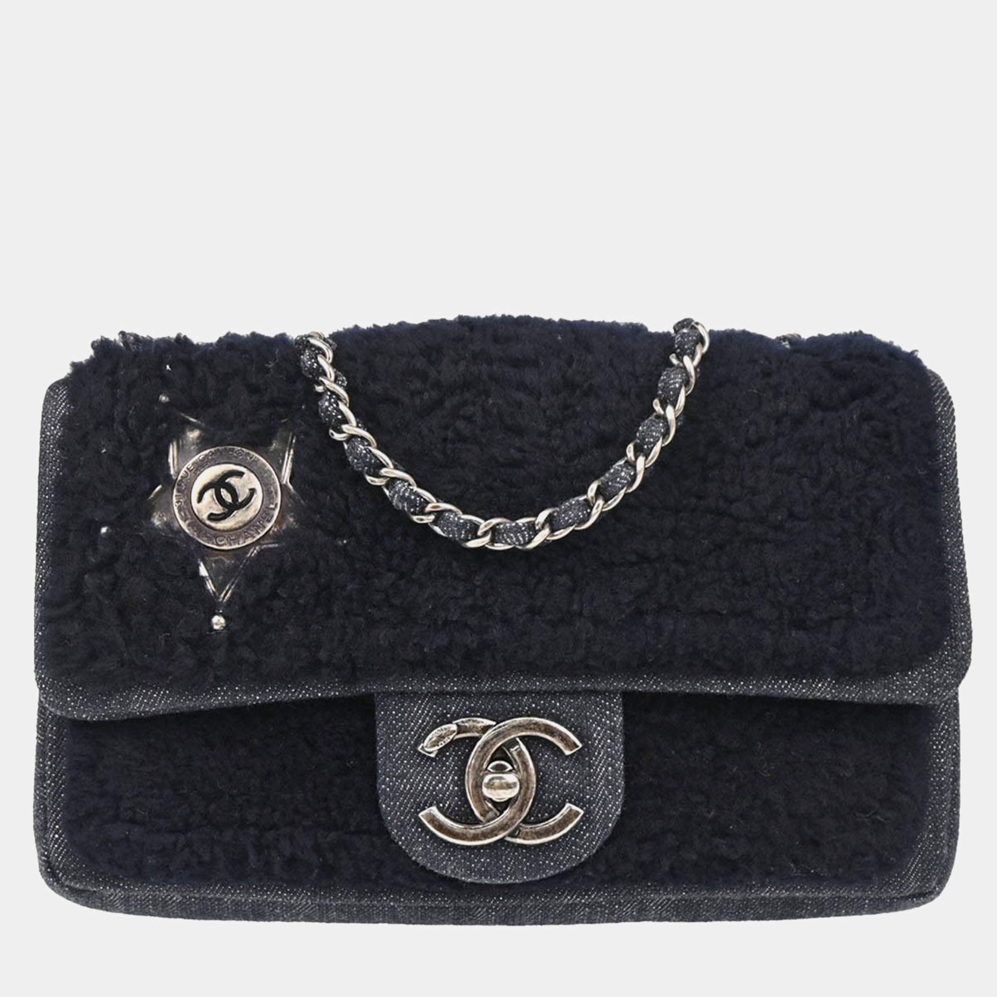 

Chanel Paris Dallas Single Flap Navy Mouton Denim Shoulder Bag, Navy blue