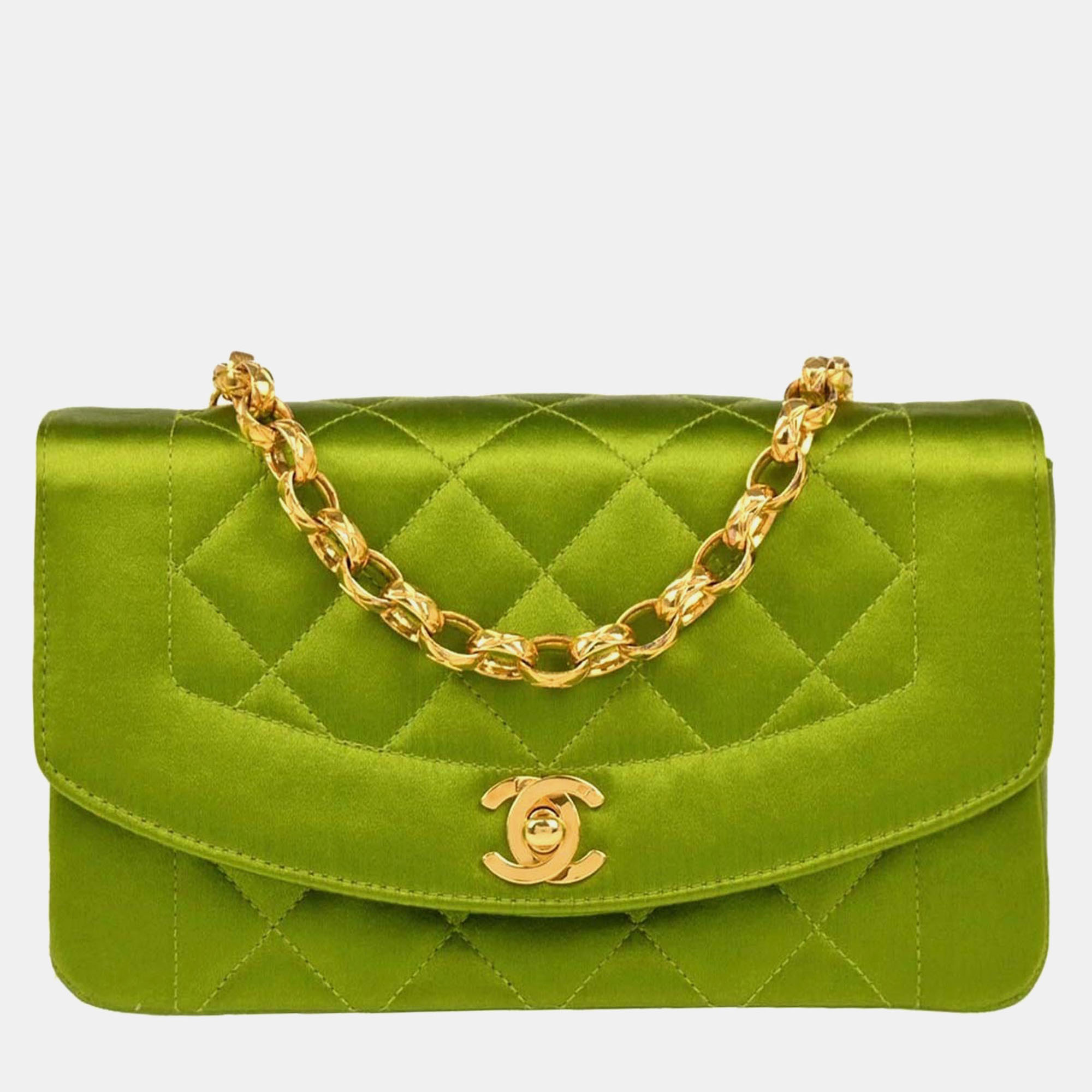

Chanel Diana Green Satin Shoulder Bag