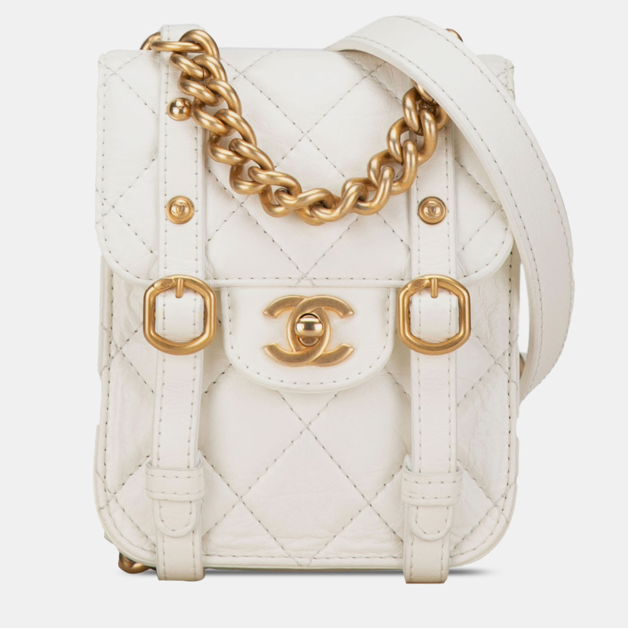 

Chanel White Mini Aged Calfskin City School Flap