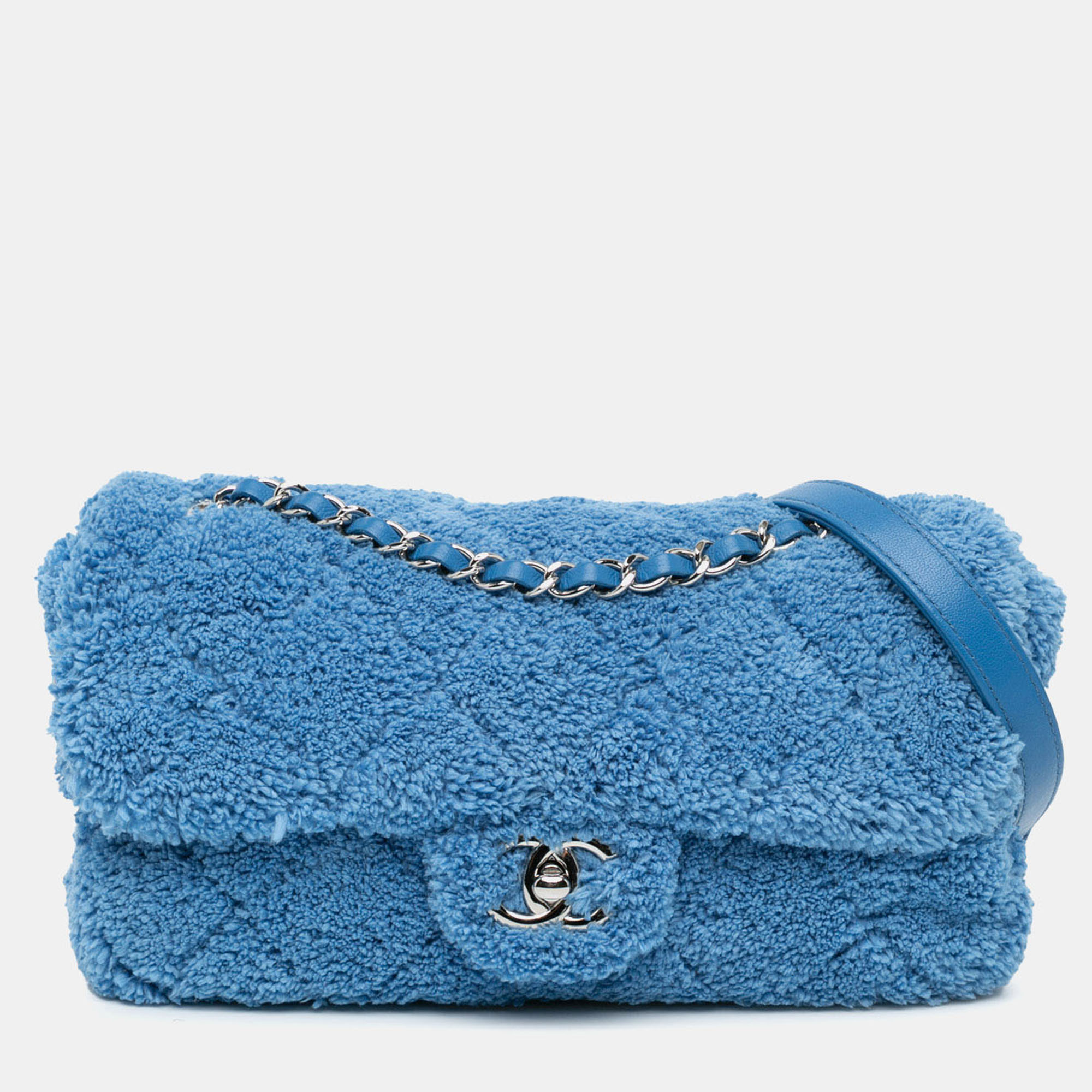

Chanel Blue Medium Quilted Terry Cloth Coco Beach Flap