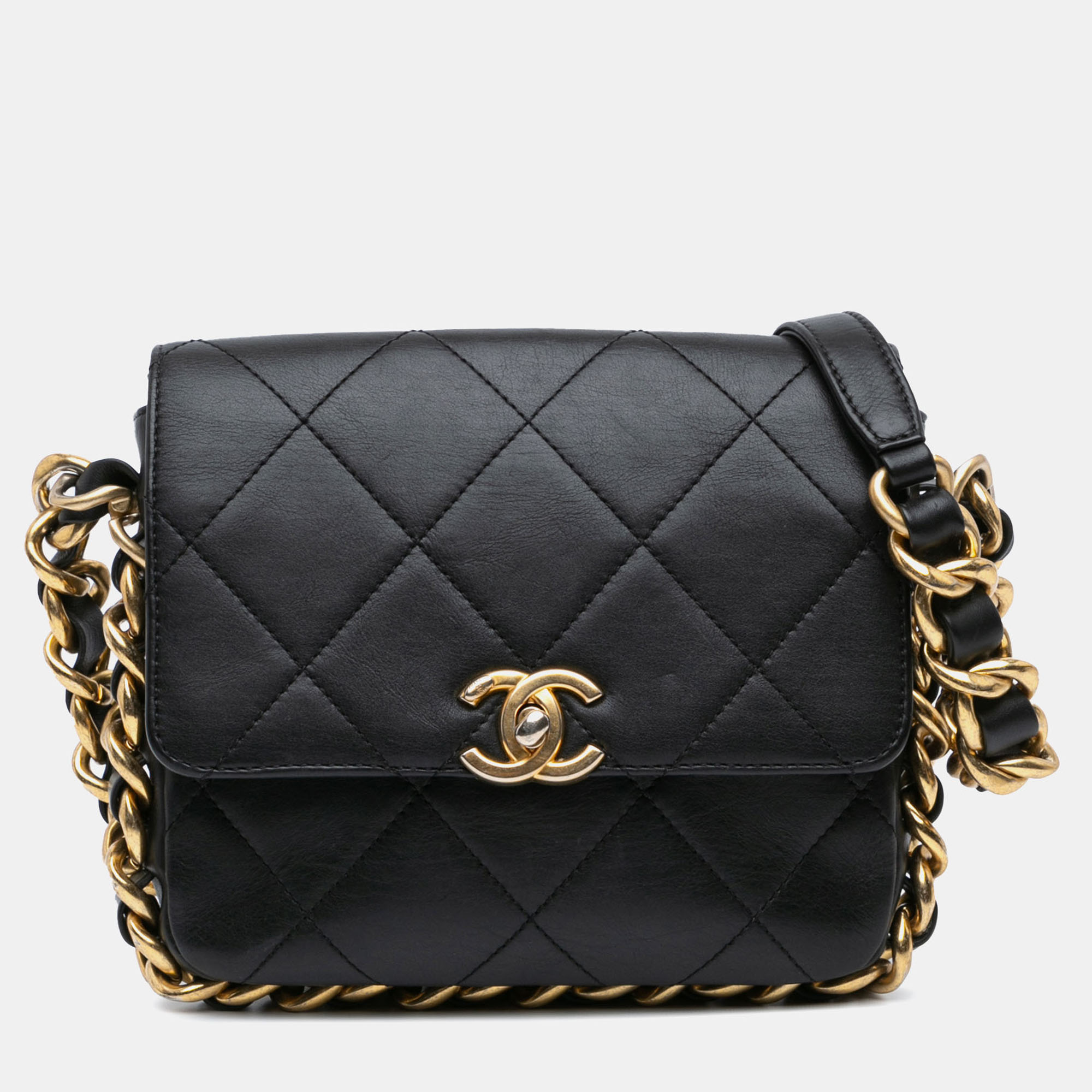 

Chanel Black Small Quilted Calfskin Framing Chain Flap