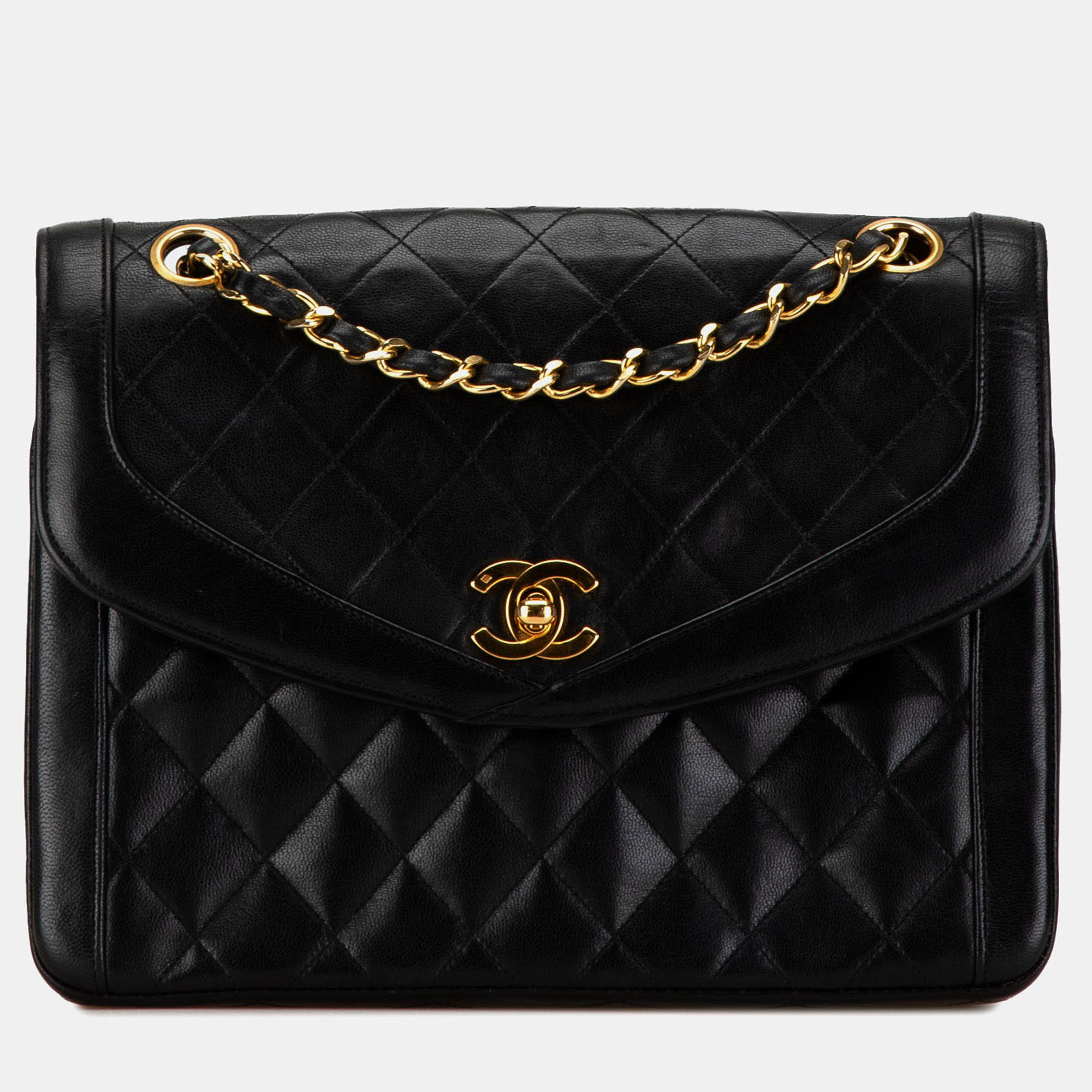 

Chanel Black CC Quilted Lambskin Single Flap