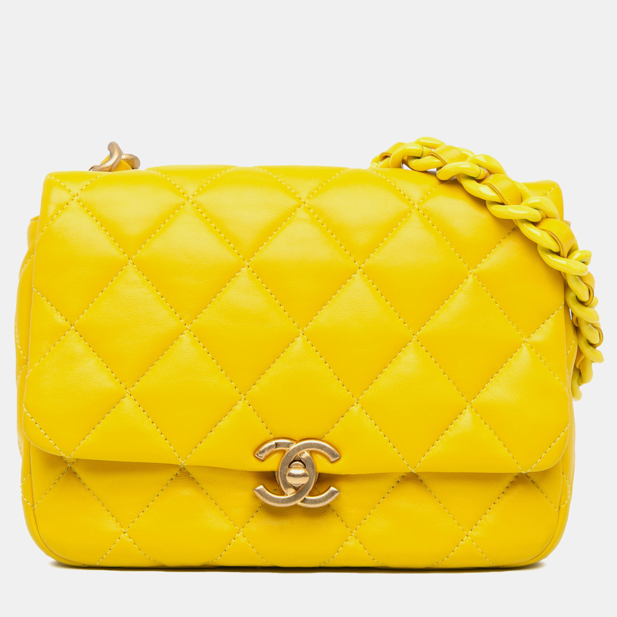 

Chanel Yellow Small Quilted Lambskin Candy Chain Flap