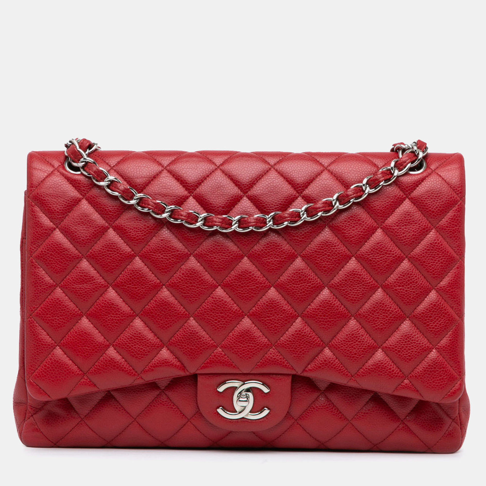 

Chanel Red Maxi Classic Caviar Double Flap