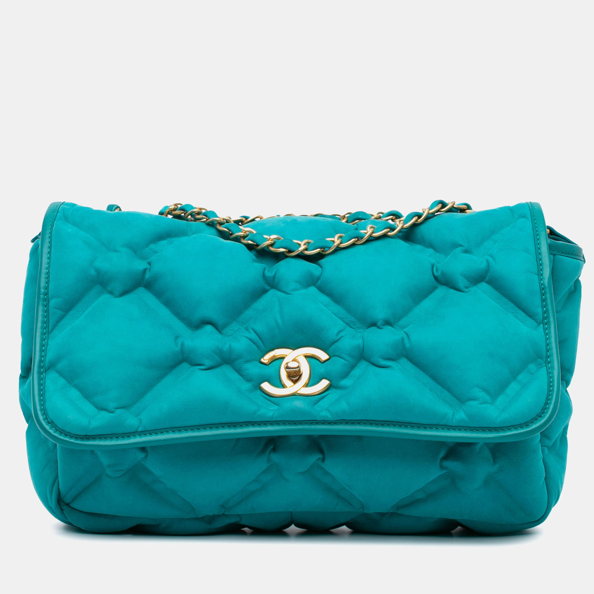 

Chanel Blue Small Iridescent Calfskin Chesterfield Flap