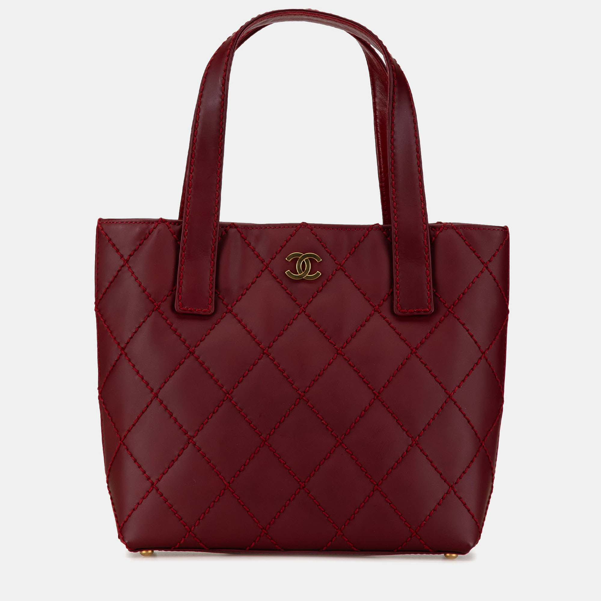 

Chanel Burgundy CC Lambskin Wild Stitch Handbag
