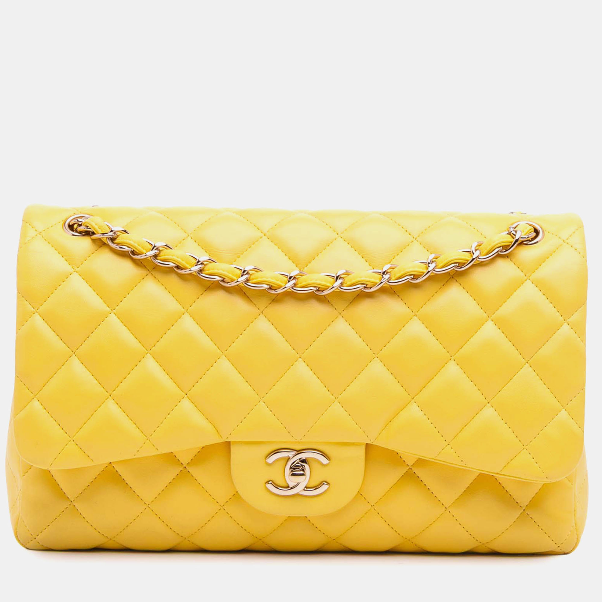 

Chanel Yellow Jumbo Classic Lambskin Double Flap