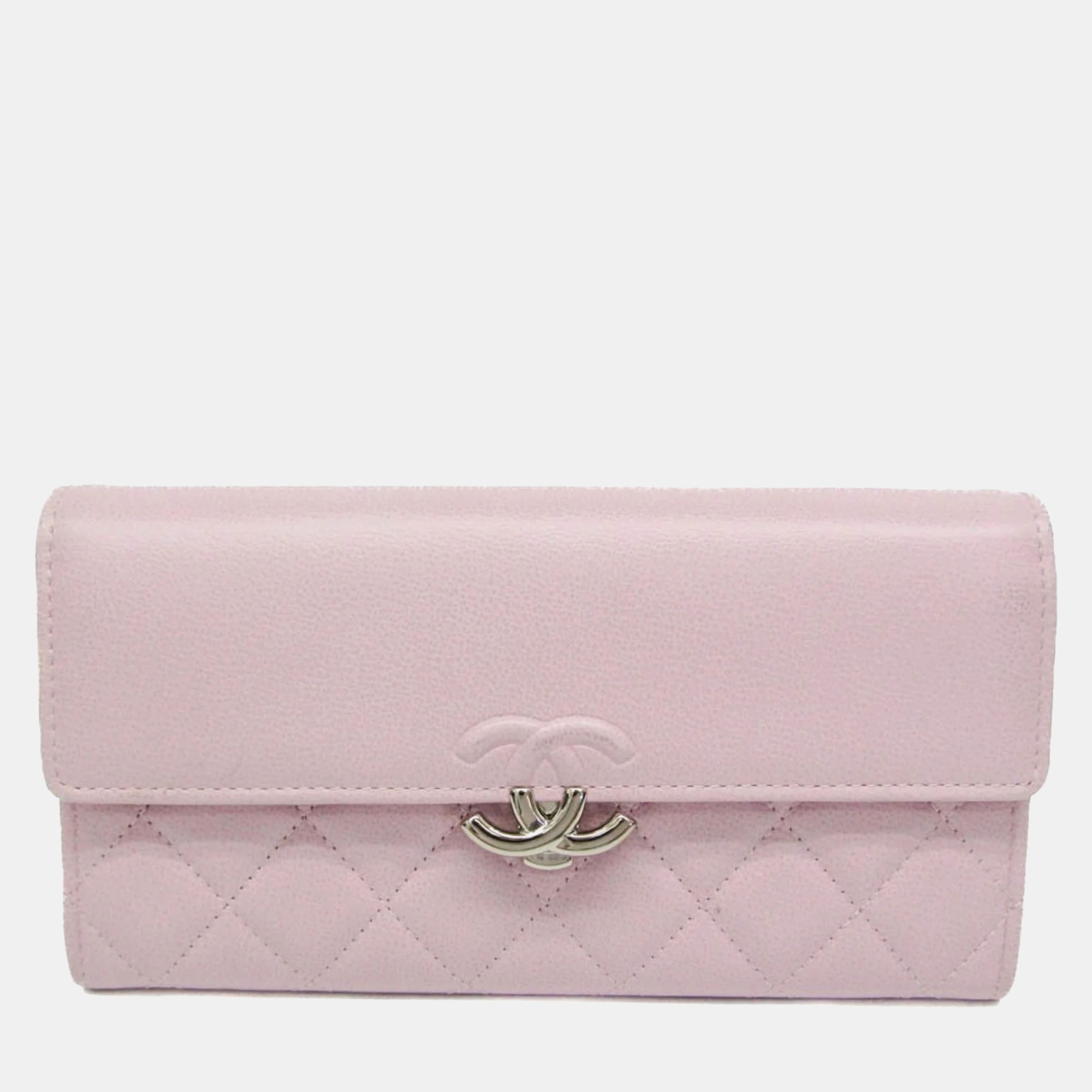 

Chanel Gusset Flap Pink Leather Wallet