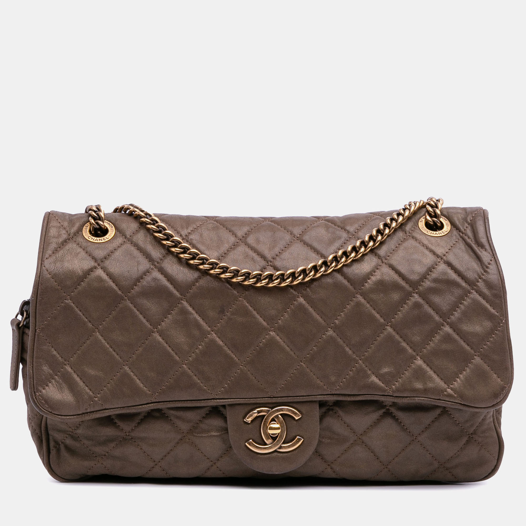 

Chanel Brown Large Quilted Iridescent Calfskin Shiva Flap