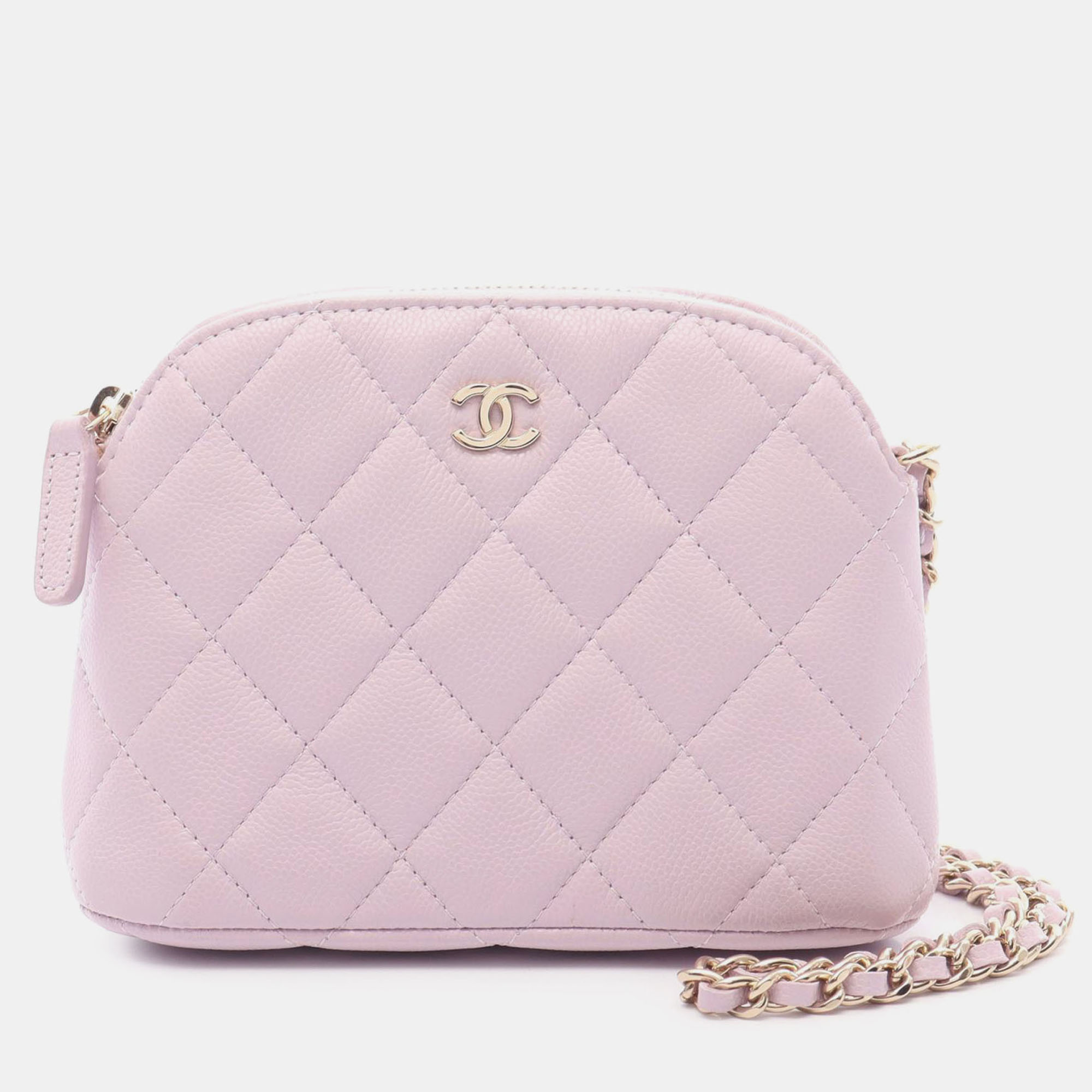 

Chanel Pink Quilted Caviar Classic Clutch With Chain