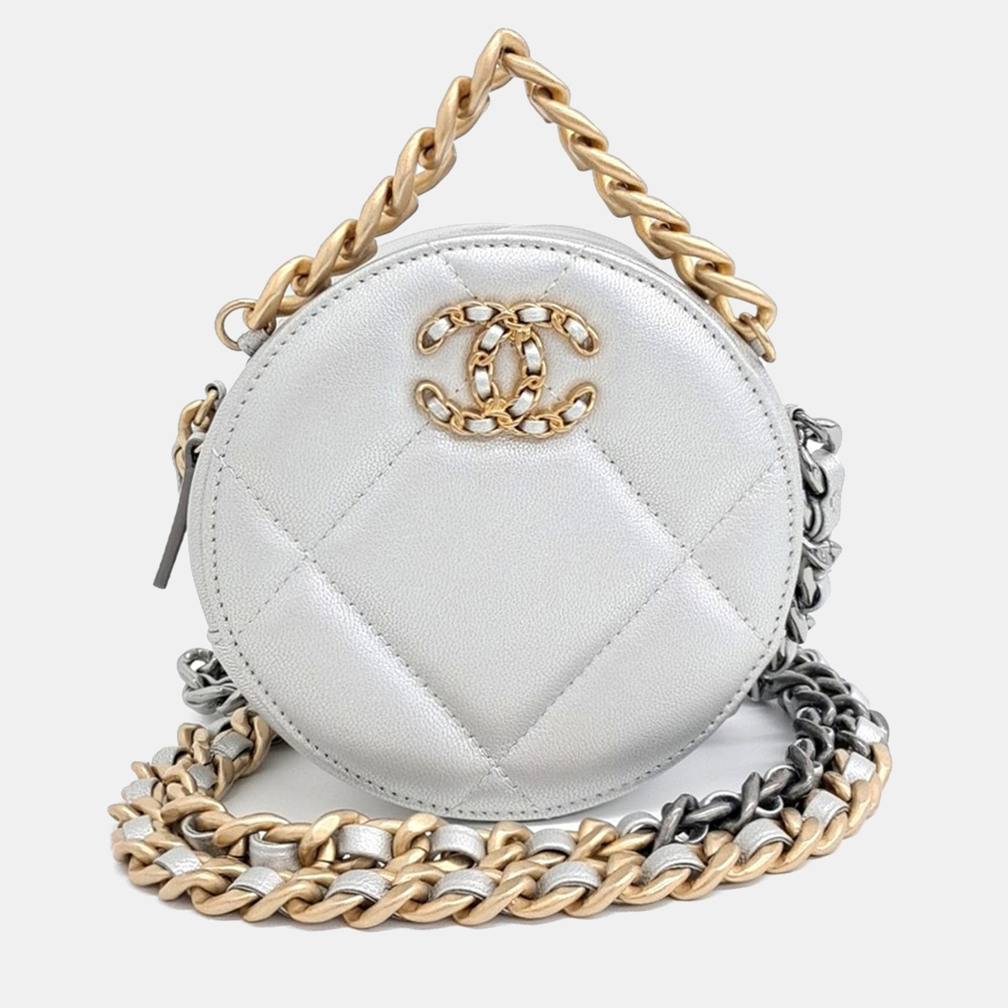

Chanel Grey Leather 19 Round Mini Crossbody Bag