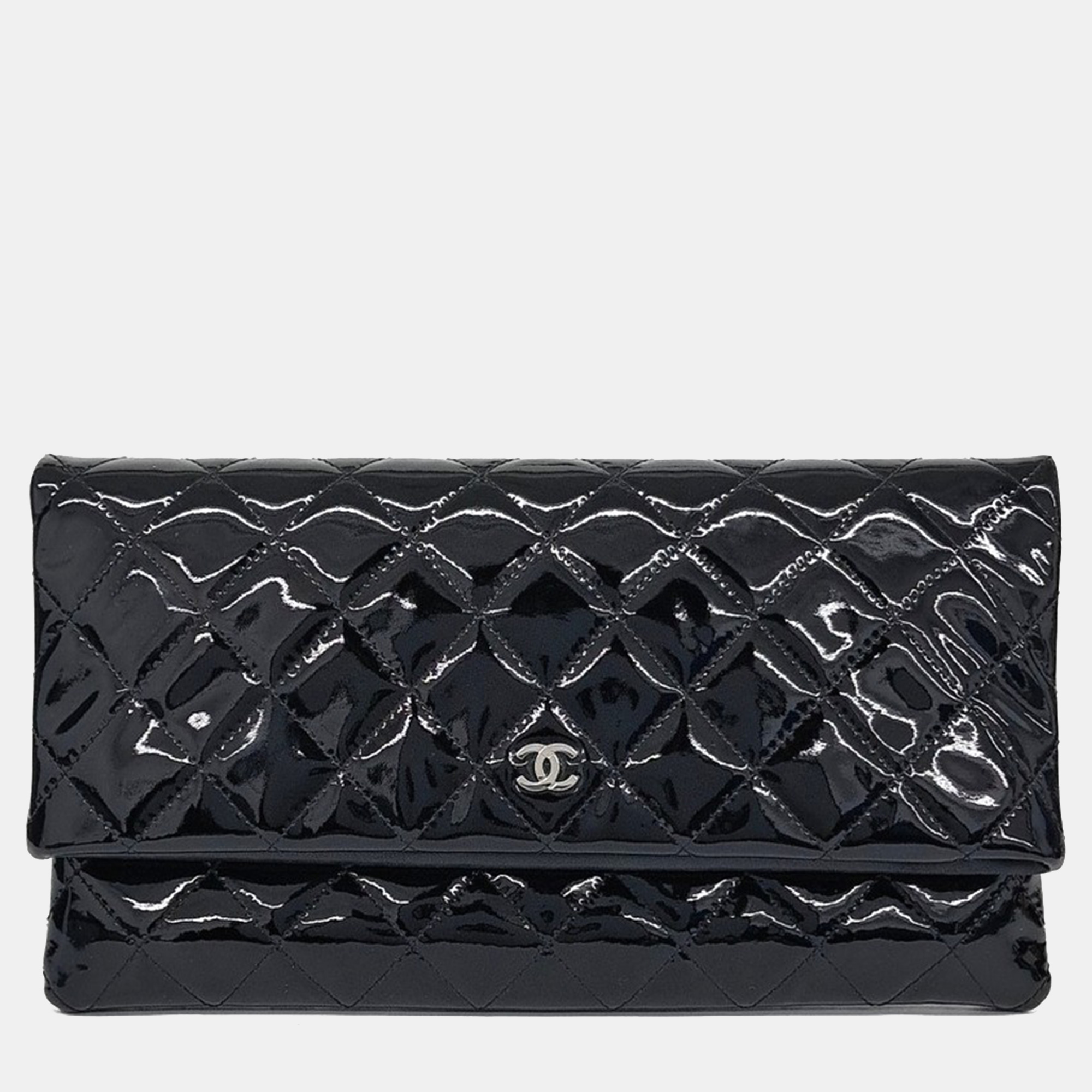 Chanel Black Patent Leather folding clutch
