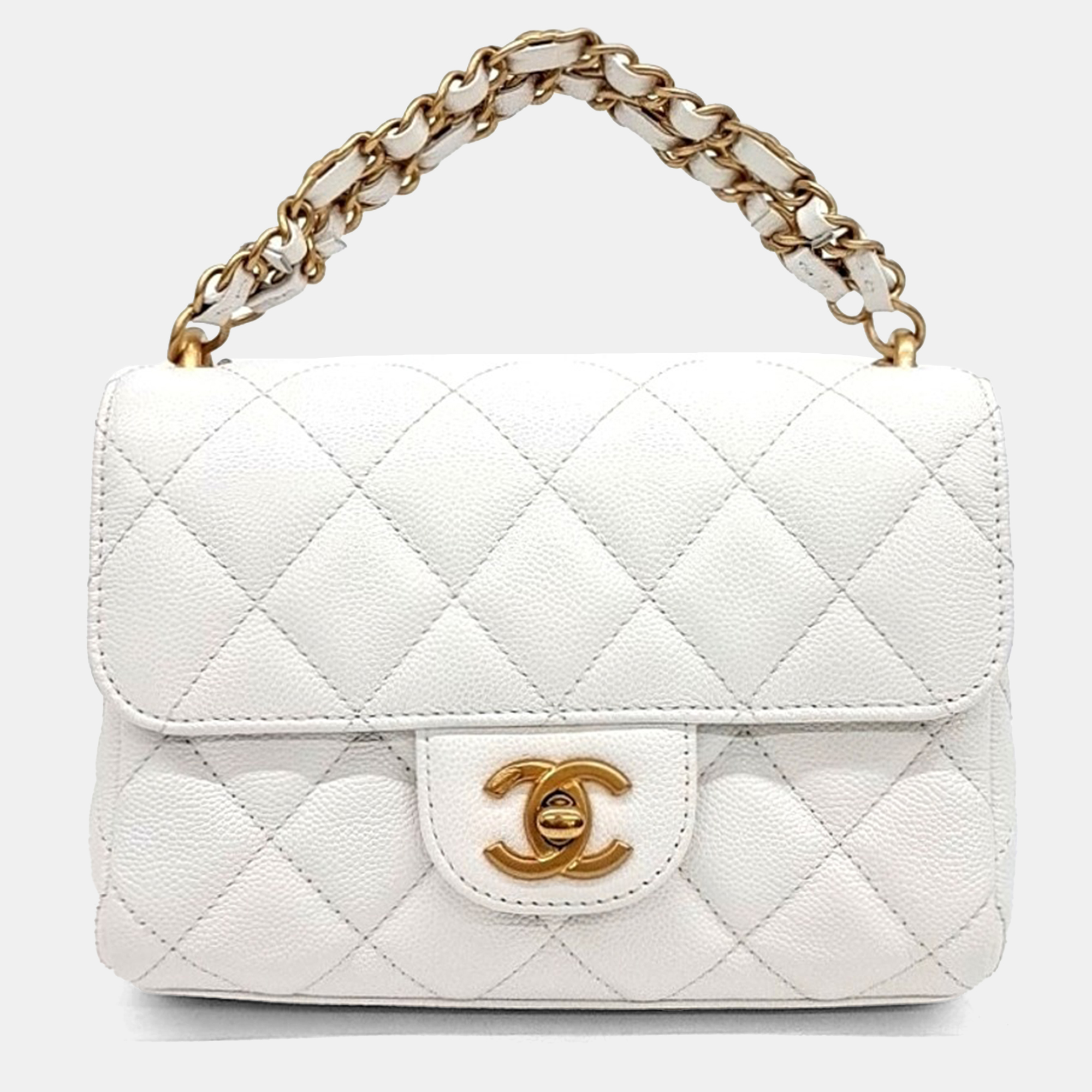 

Chanel White Caviar Leather Mini Flap Bag