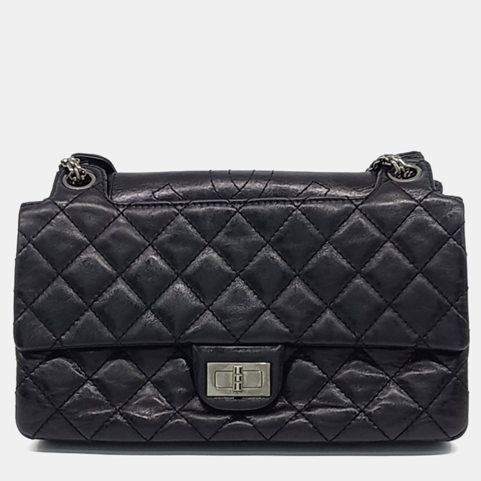 

Chanel Black Leather Double Vintage 2.55 Bag