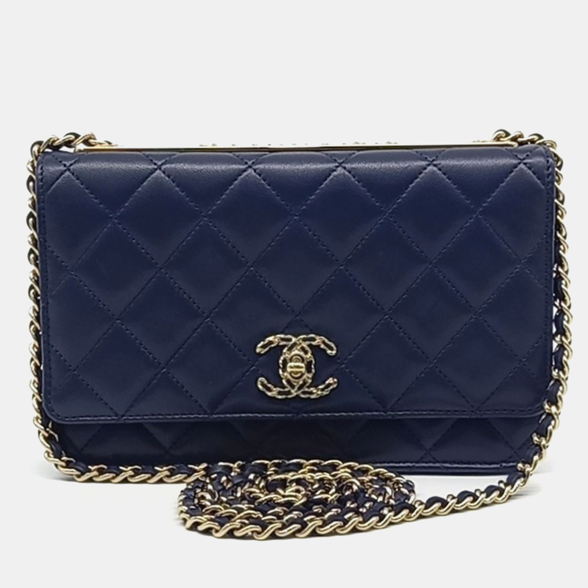 

Chanel Navy Blue Leather Lambskin Trendy CC WOC Mini Crossbody Bag