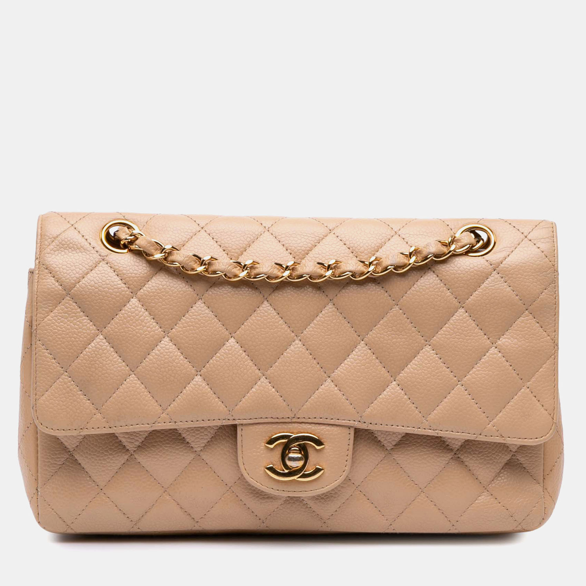 

Chanel Beige Medium Classic Caviar Double Flap