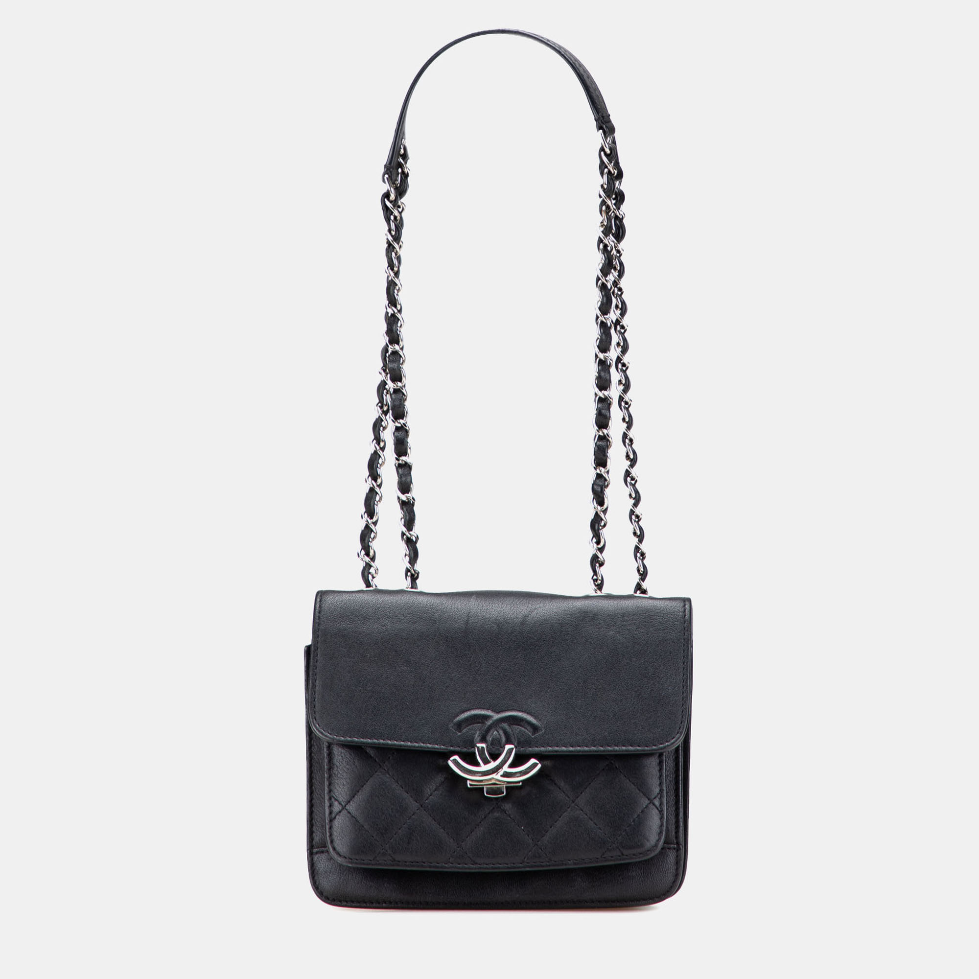 

Chanel Black Small Quilted Goatskin CC Box Flap Bag