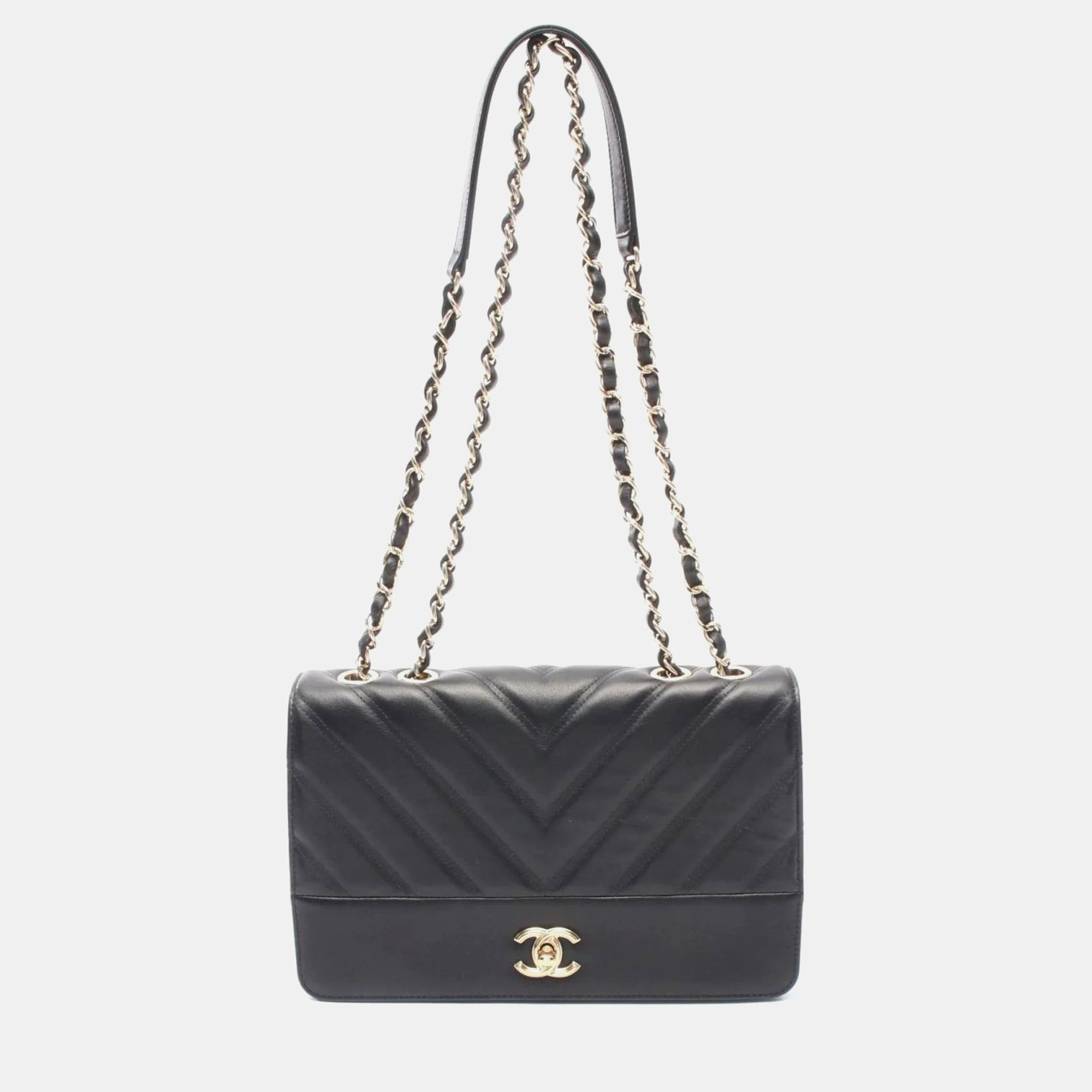 

Chanel Black Leather Chevron Shoulder Bag
