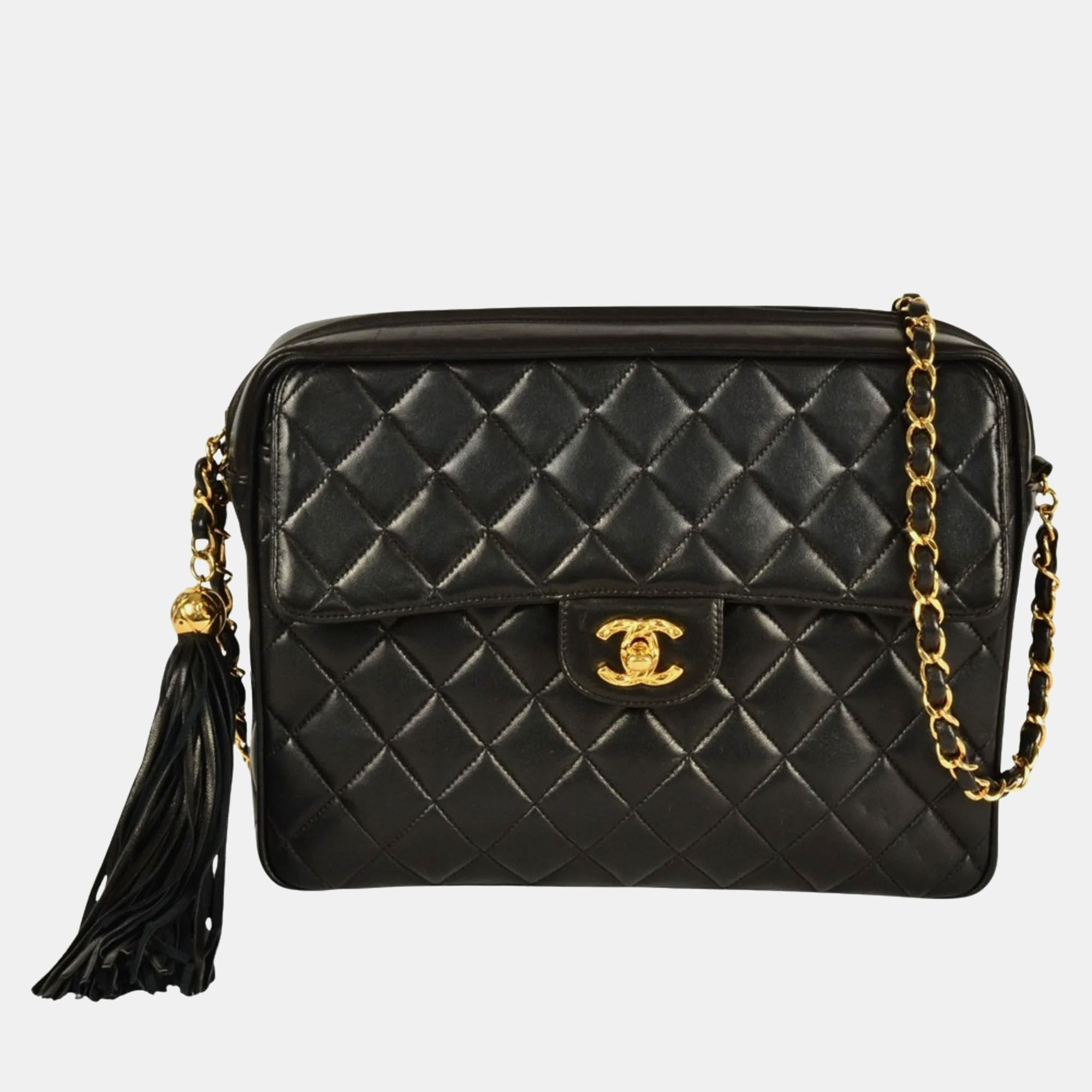 

Chanel Black Lambskin Tassel Shoulder Bag