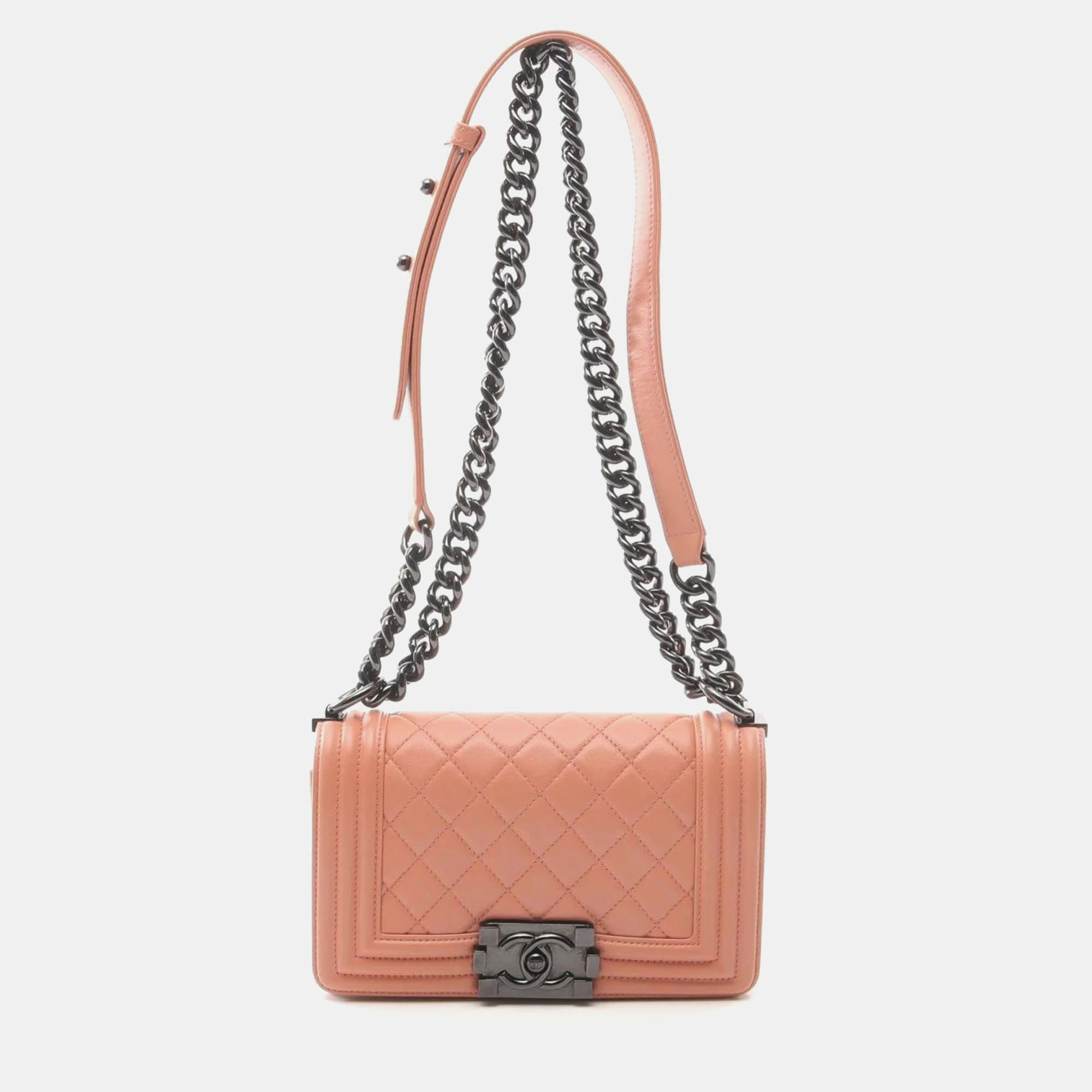 

Chanel Boy Small Orange Lambskin Shoulder Bag