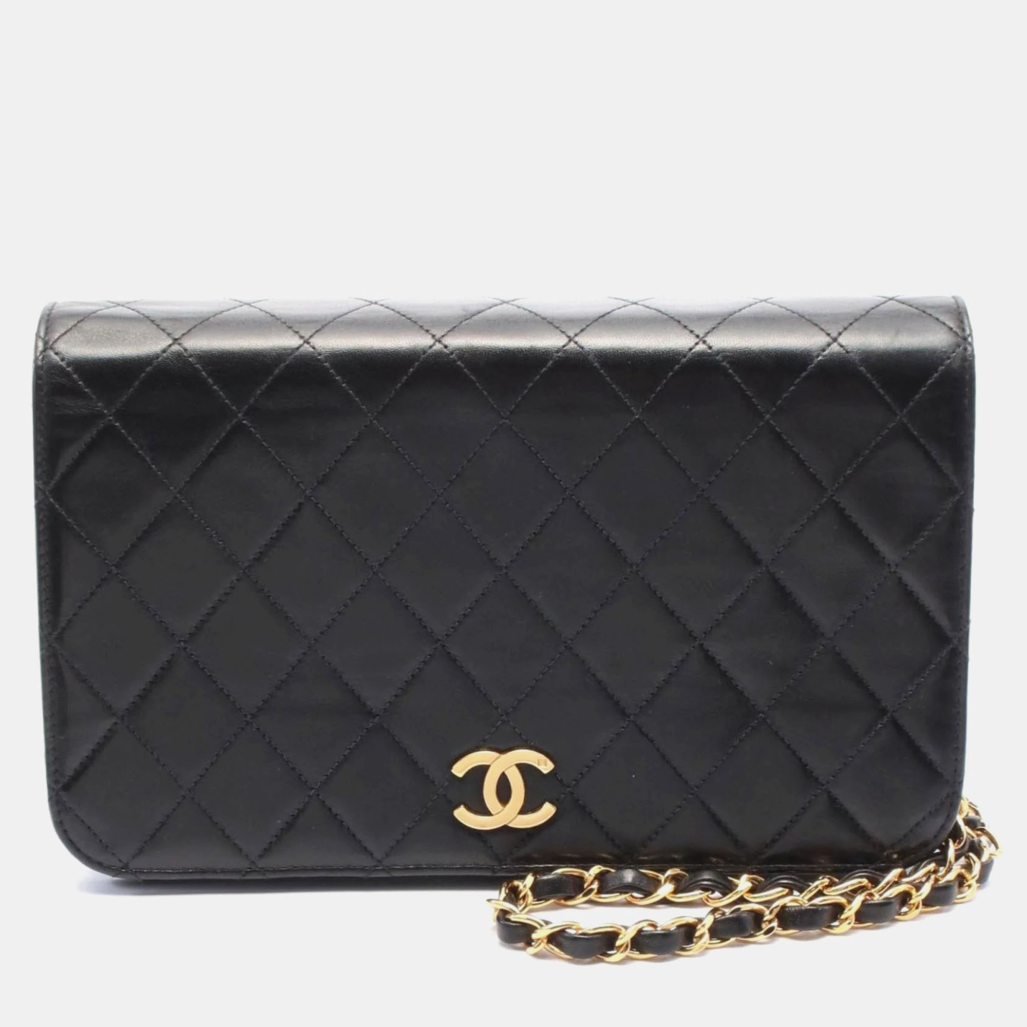

Chanel Full Flap Black Lambskin Quilted Shoulder Bag