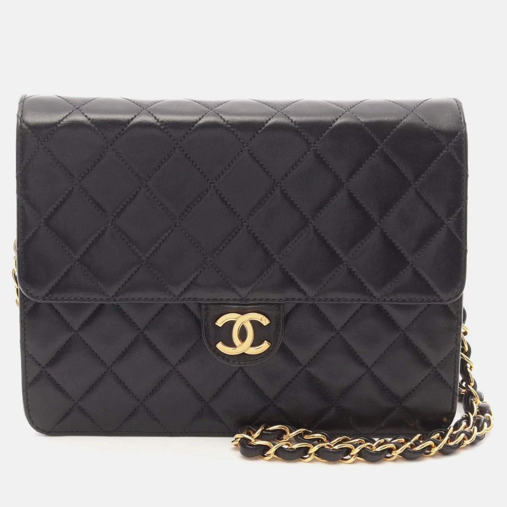 

Chanel Matelasse Single Flap Black Lambskin Shoulder Bag