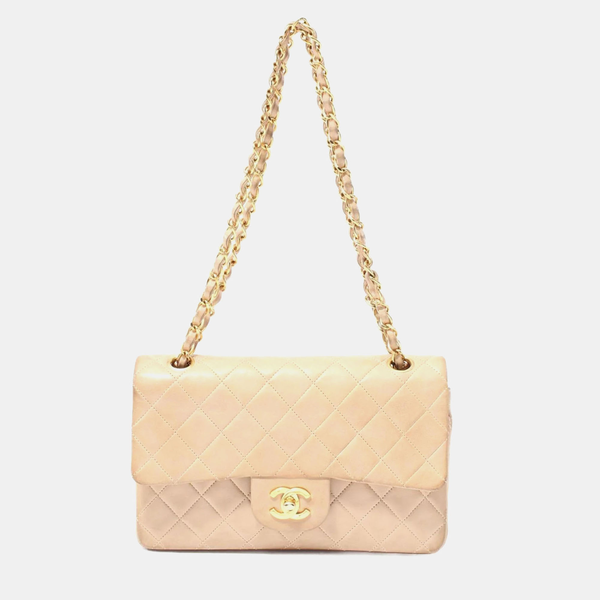 

Chanel Matelasse W-Flap Shoulder Bag Lambskin Beige