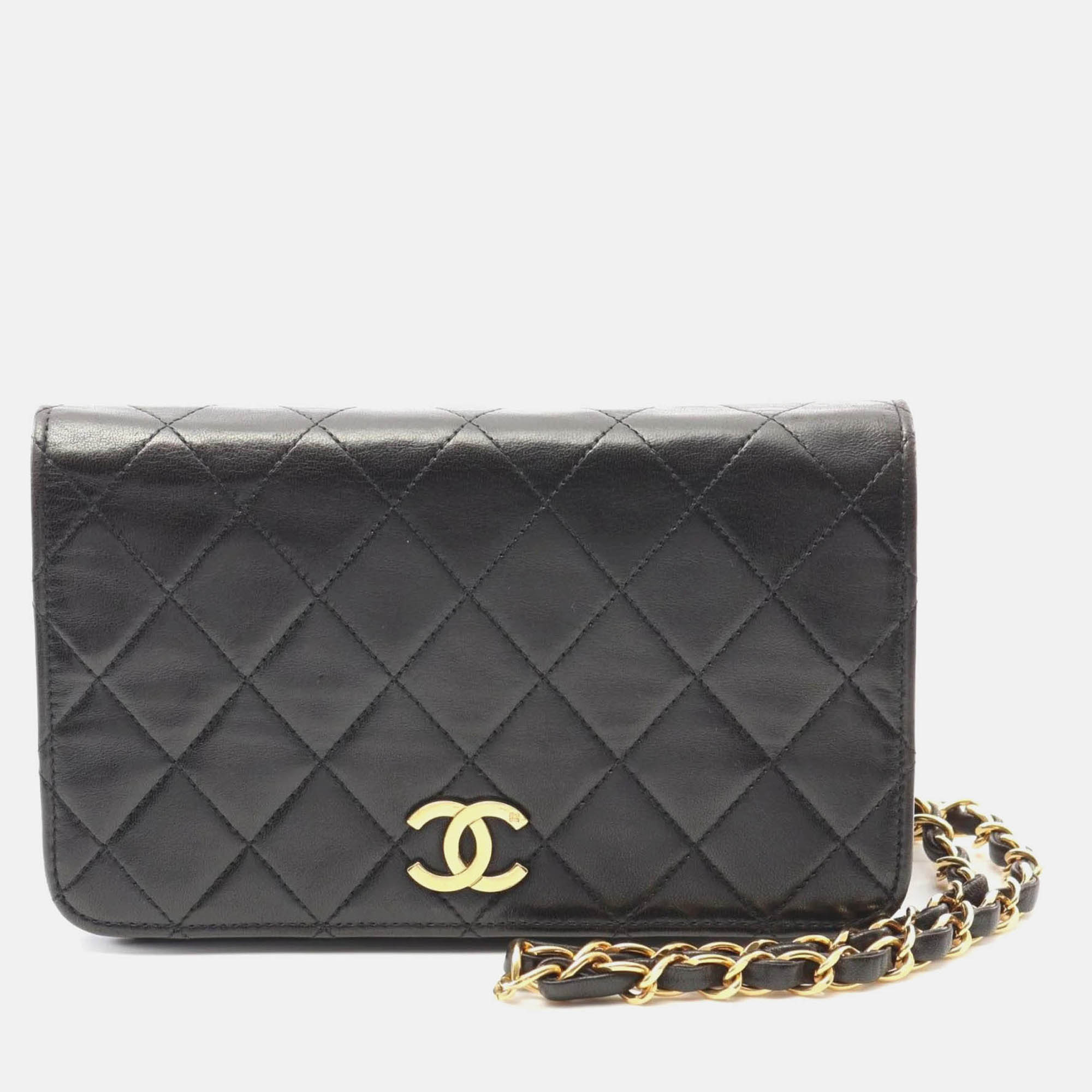 

Chanel Mini Matelasse Full Flap Black Lambskin Shoulder Bag