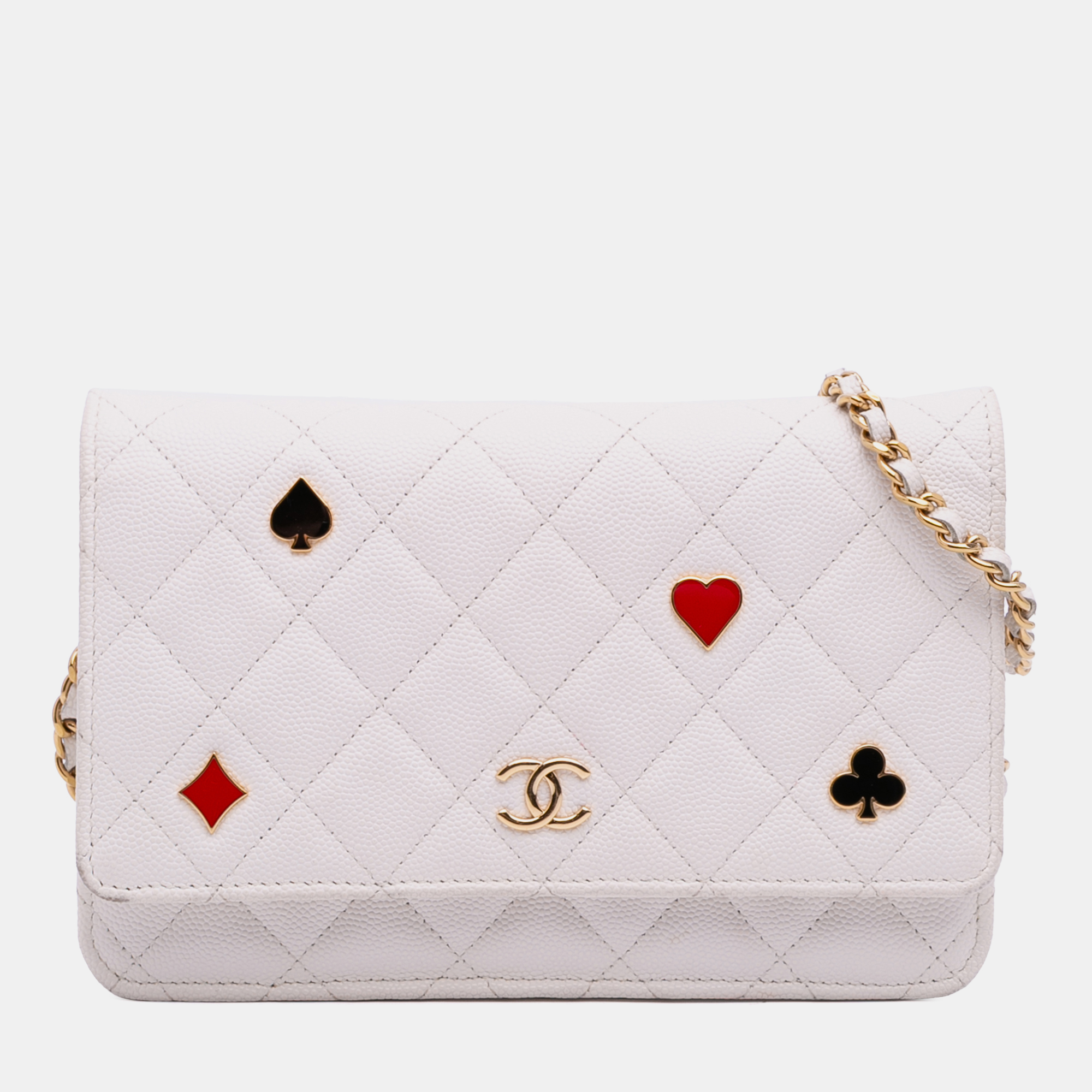 

Chanel White Quilted Caviar Coco Casino Wallet on Chain