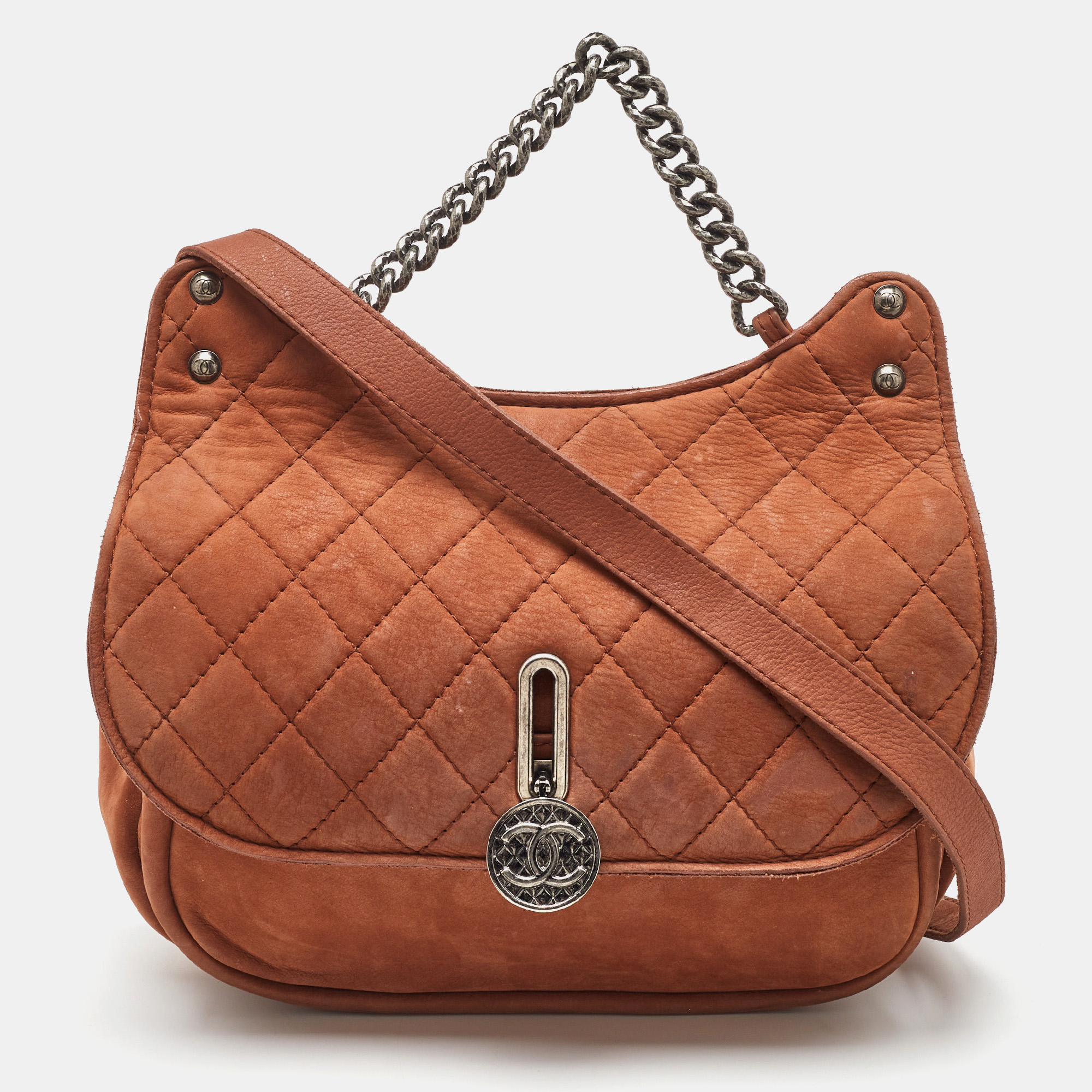 

Chanel Brown Nubuck Leather Paris-Dubai Medallion Messenger Bag