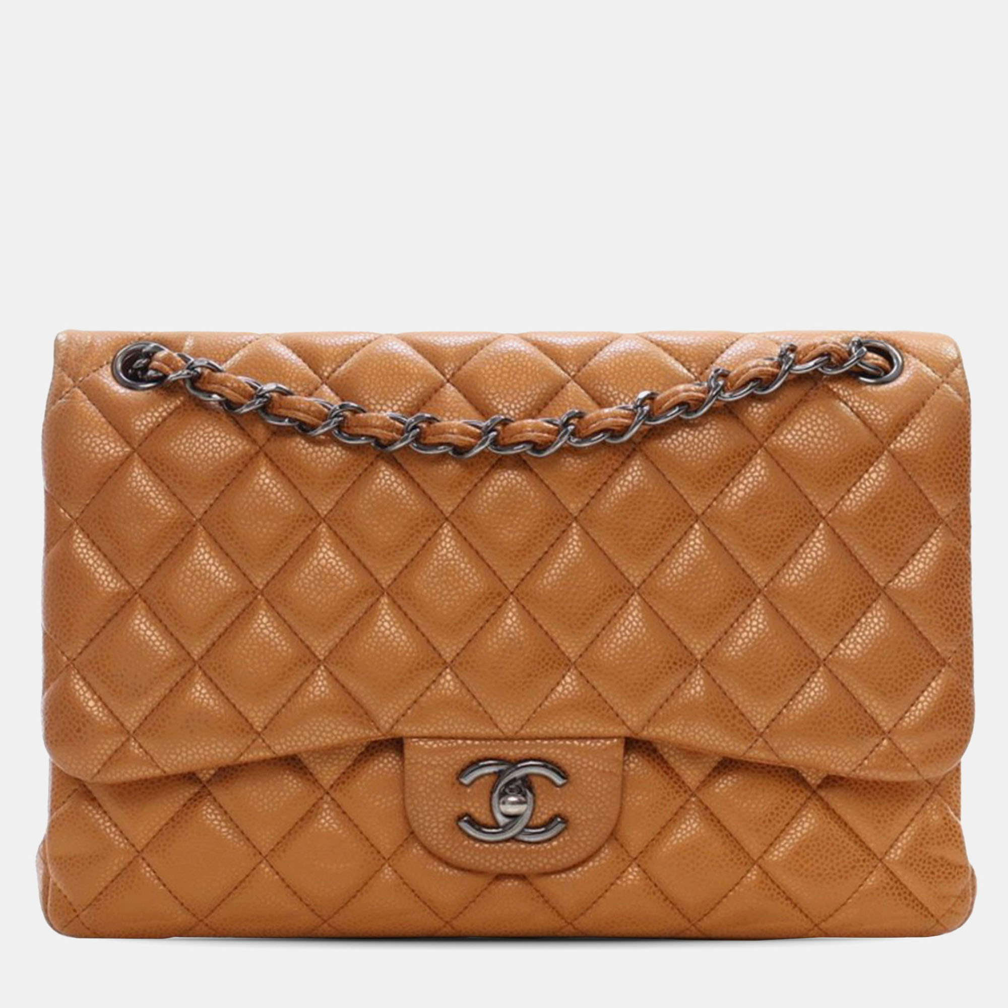 

Chanel Brown Jumbo Classic Iridescent Caviar Double Flap