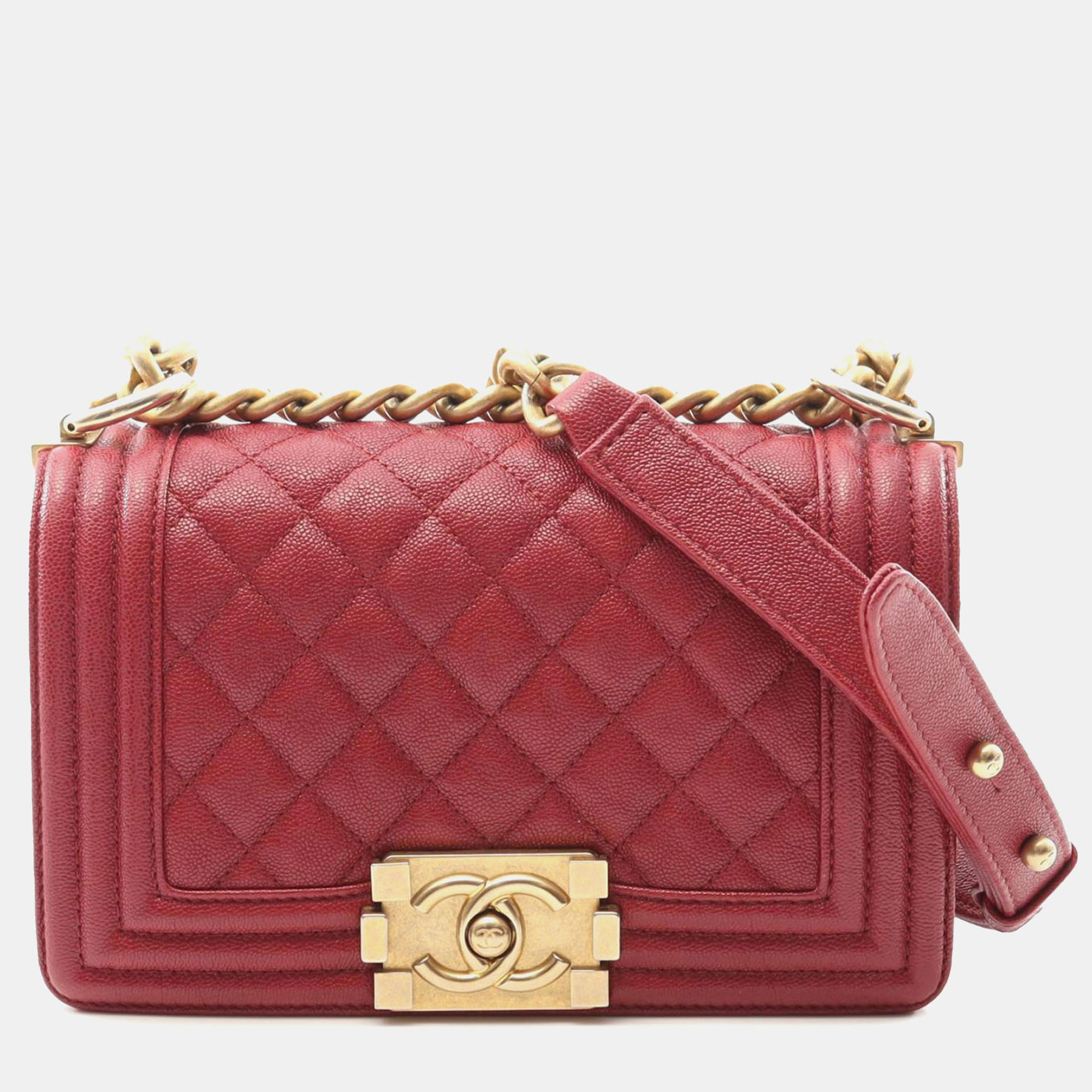 

Chanel Red Small Quilted Caviar Boy Flap