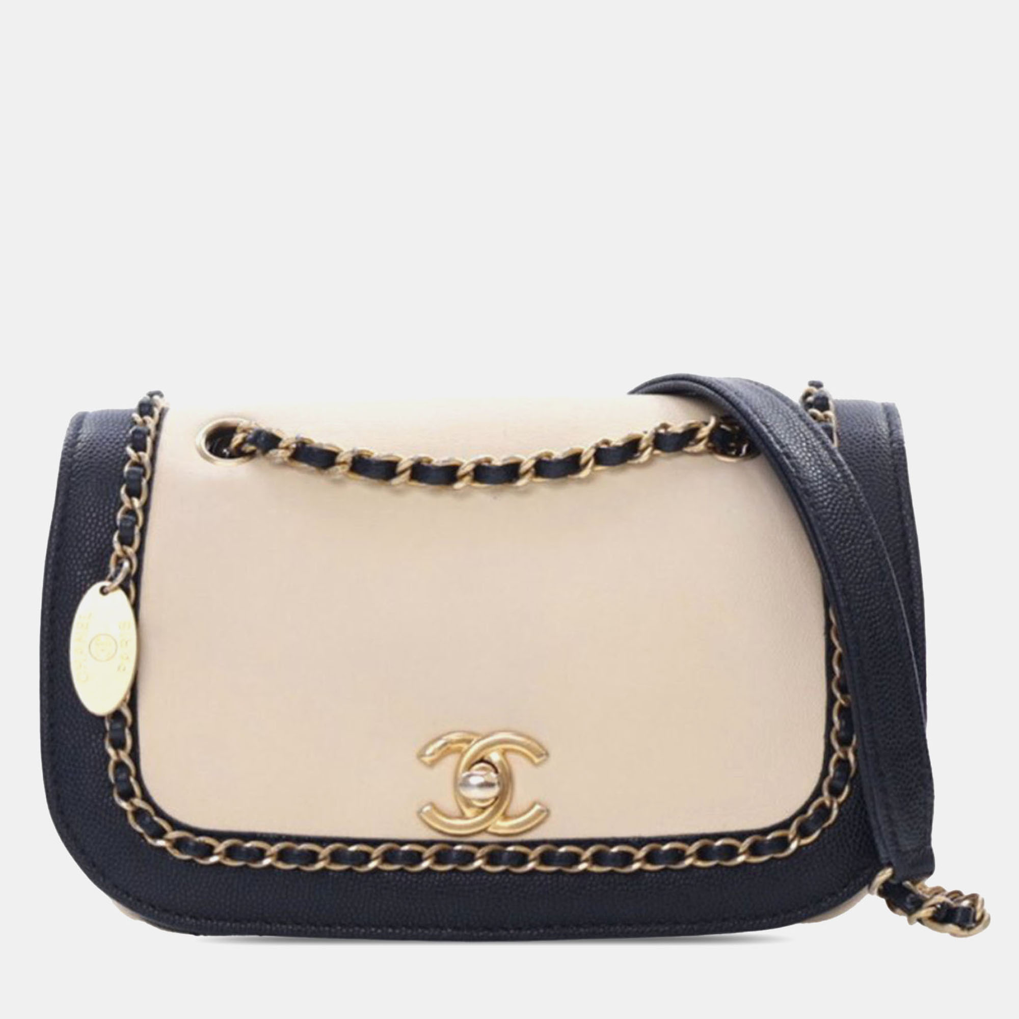 

Chanel Brown Lambskin and Caviar Lovely Chains Flap