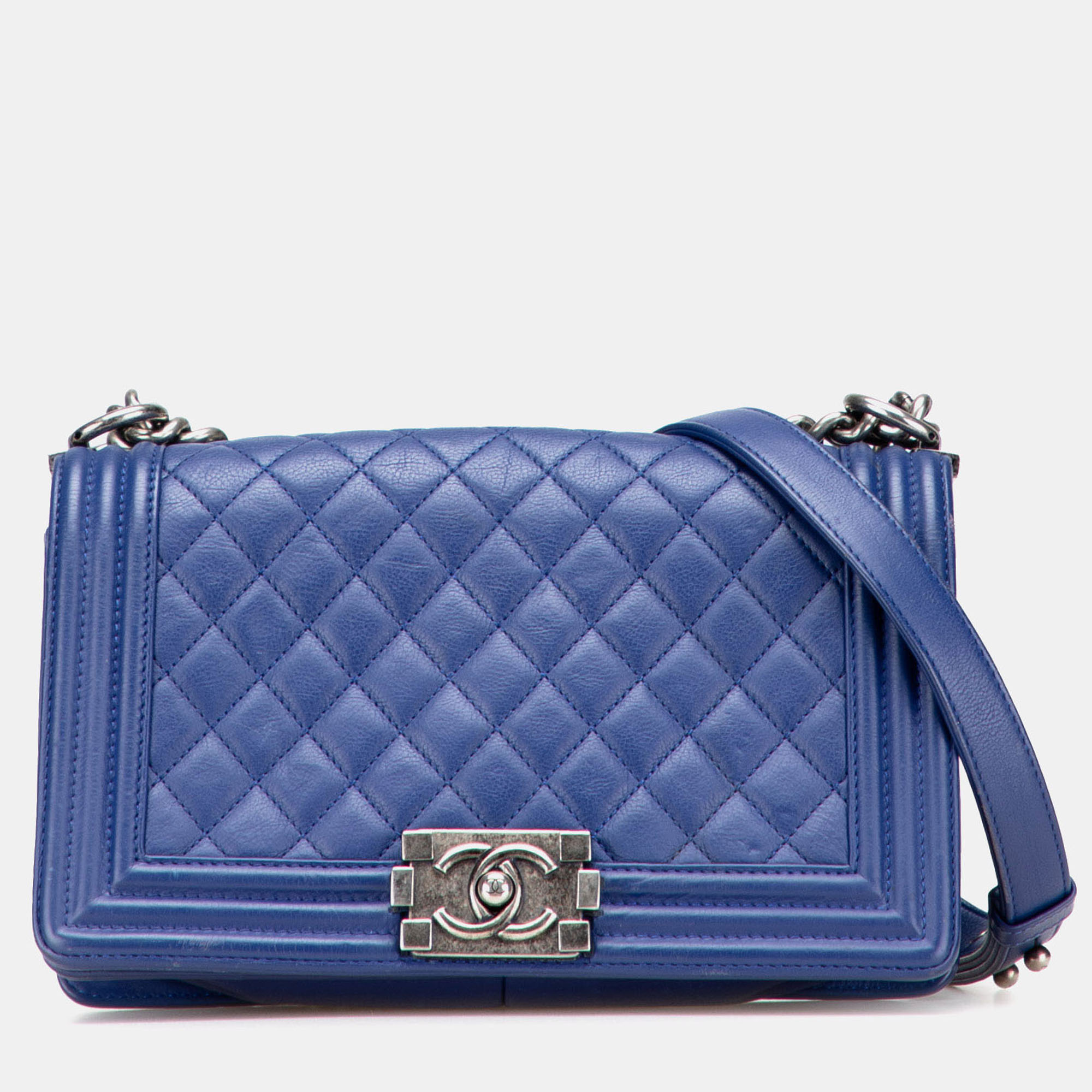 

Chanel Blue Old Medium Quilted Lambskin Boy Flap