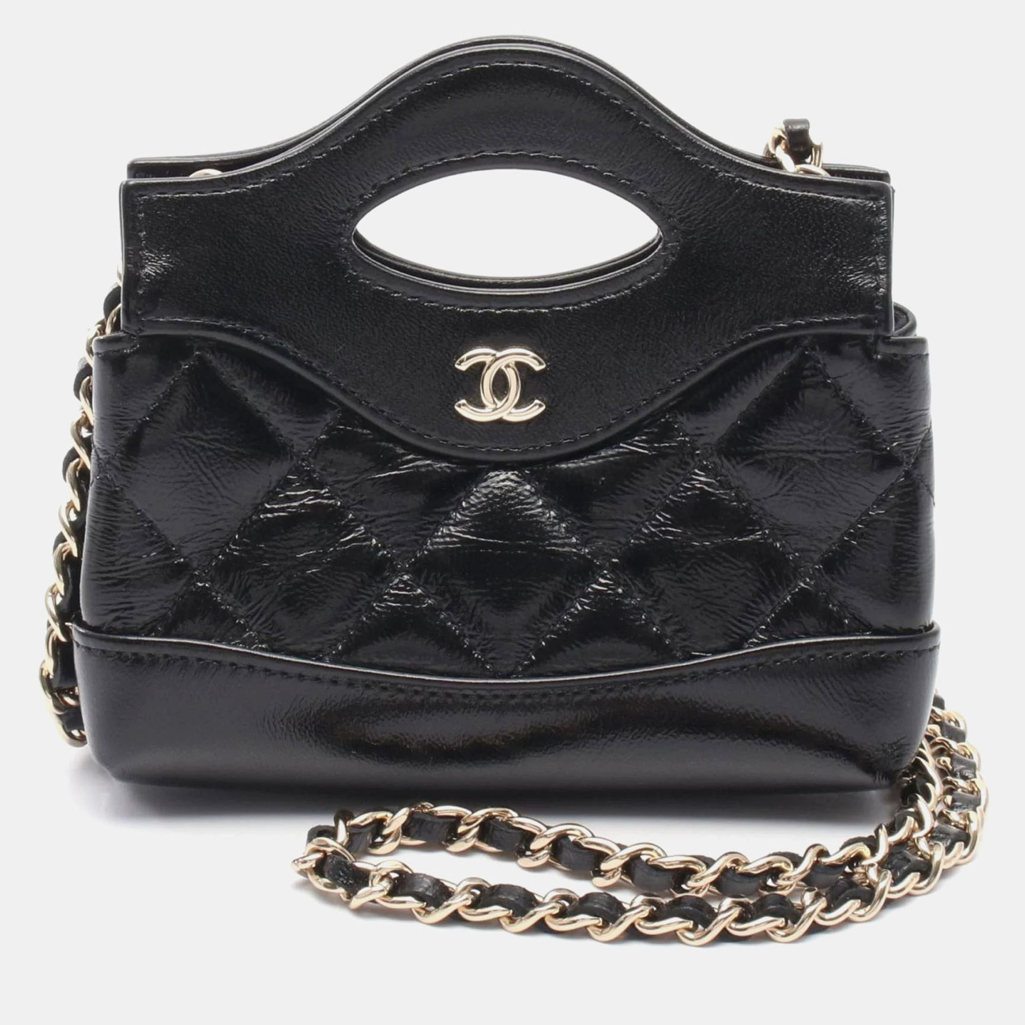 

Chanel 31 Micro Black Leather Chain Clutch Bag