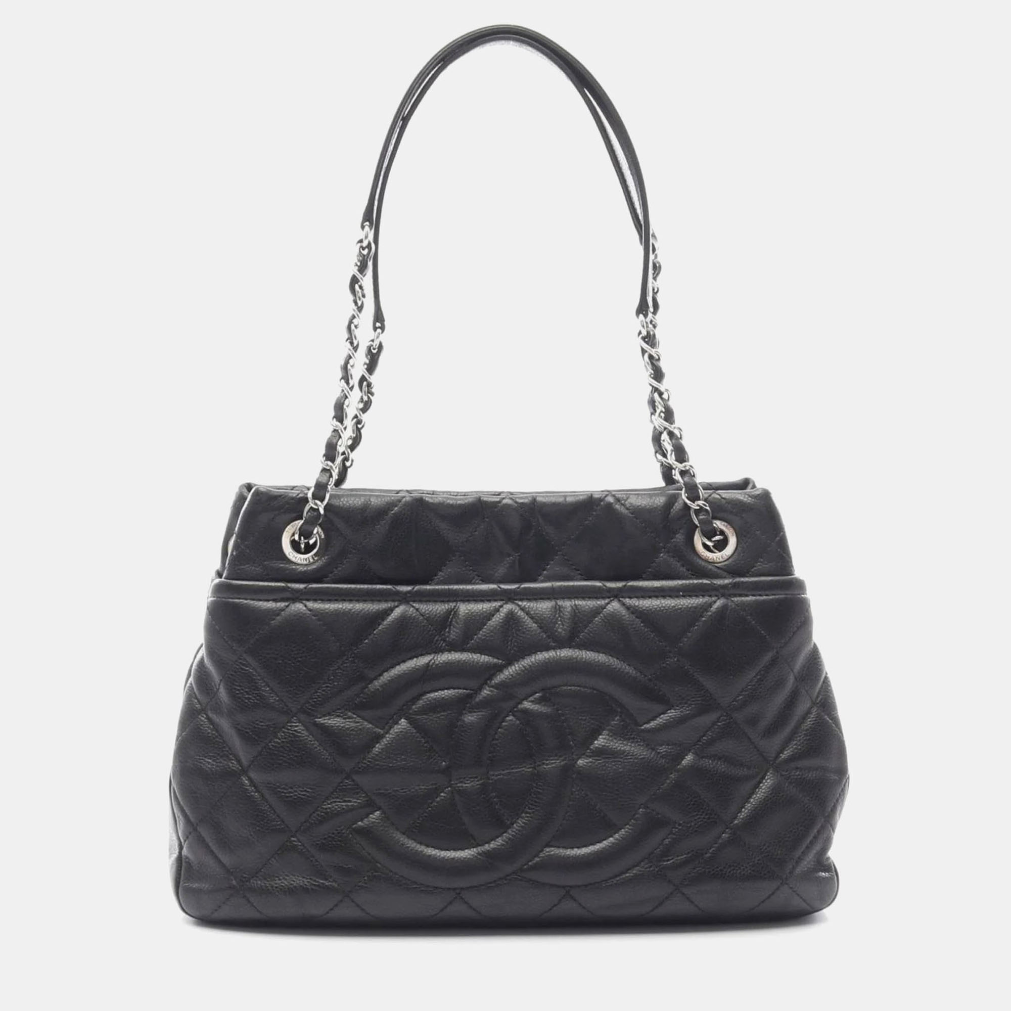 

Chanel Timeless Shopping Black Caviar Skin Tote Bag