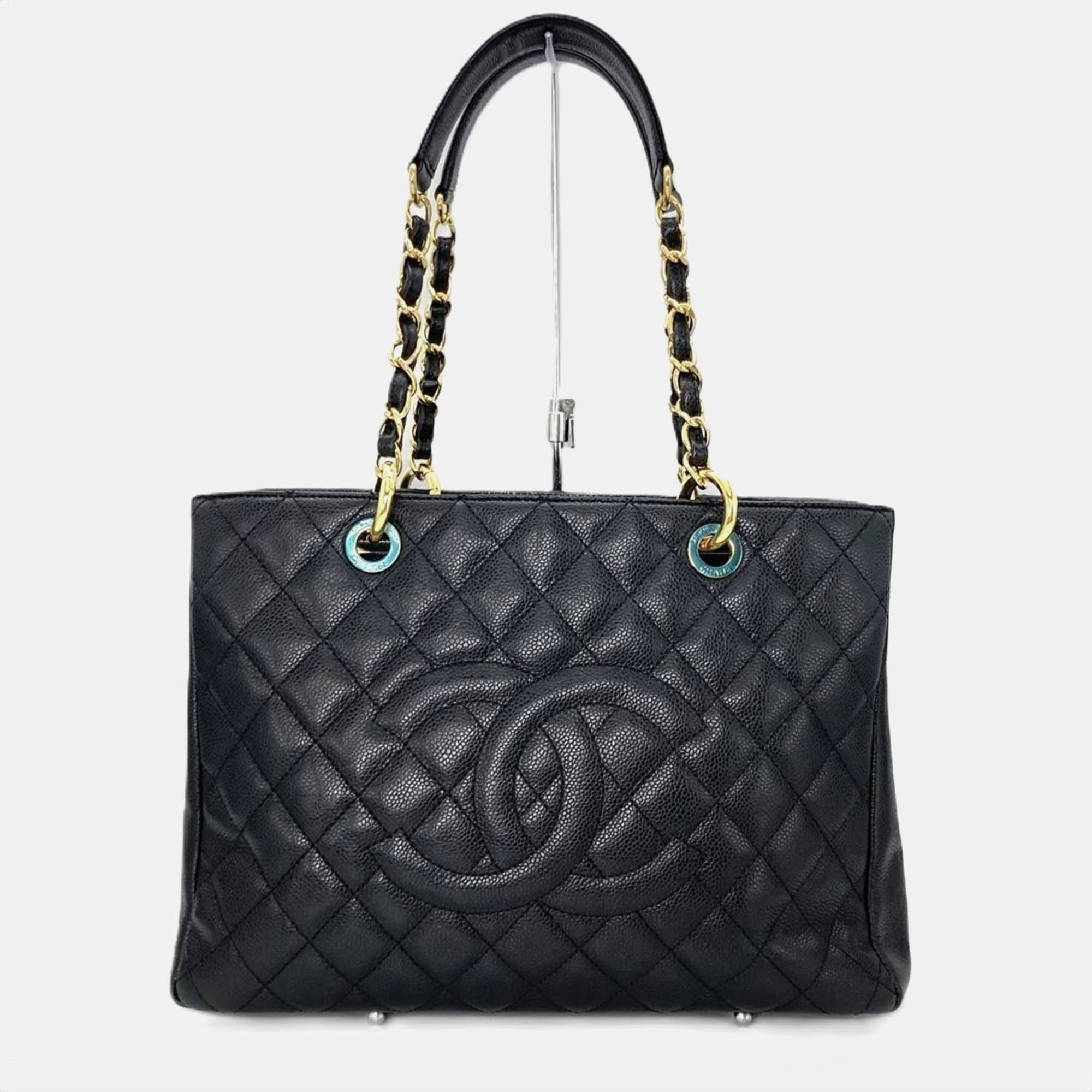 

Chanel Grand GST Black Caviar Skin Tote Bag