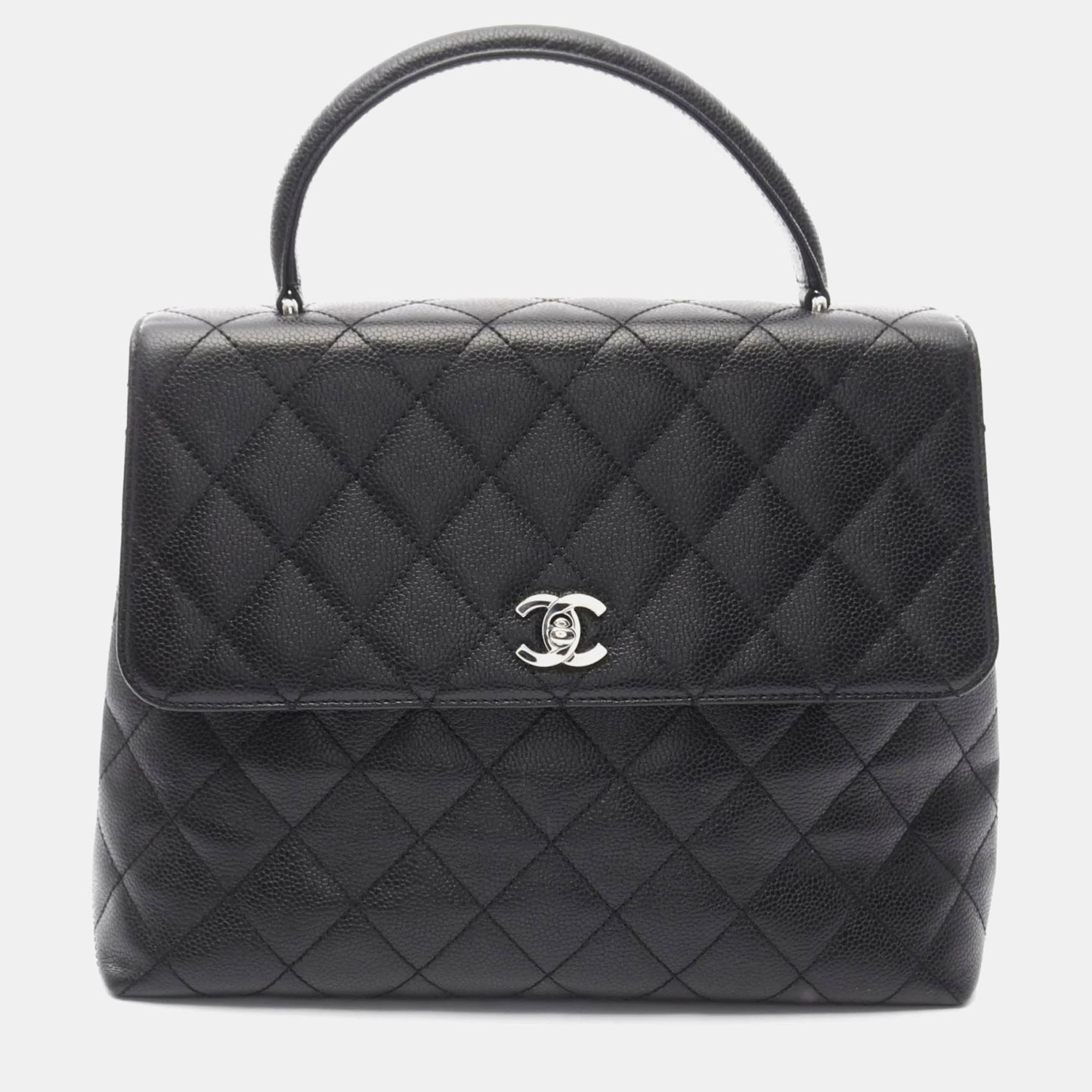 

Chanel Kelly Jumbo Black Caviar Skin Handbag