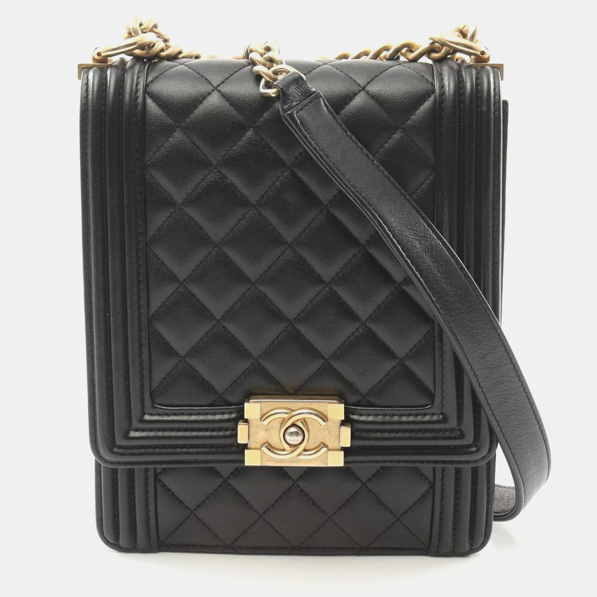 

Chanel Boy North South Matelasse Black Lambskin Shoulder Bag