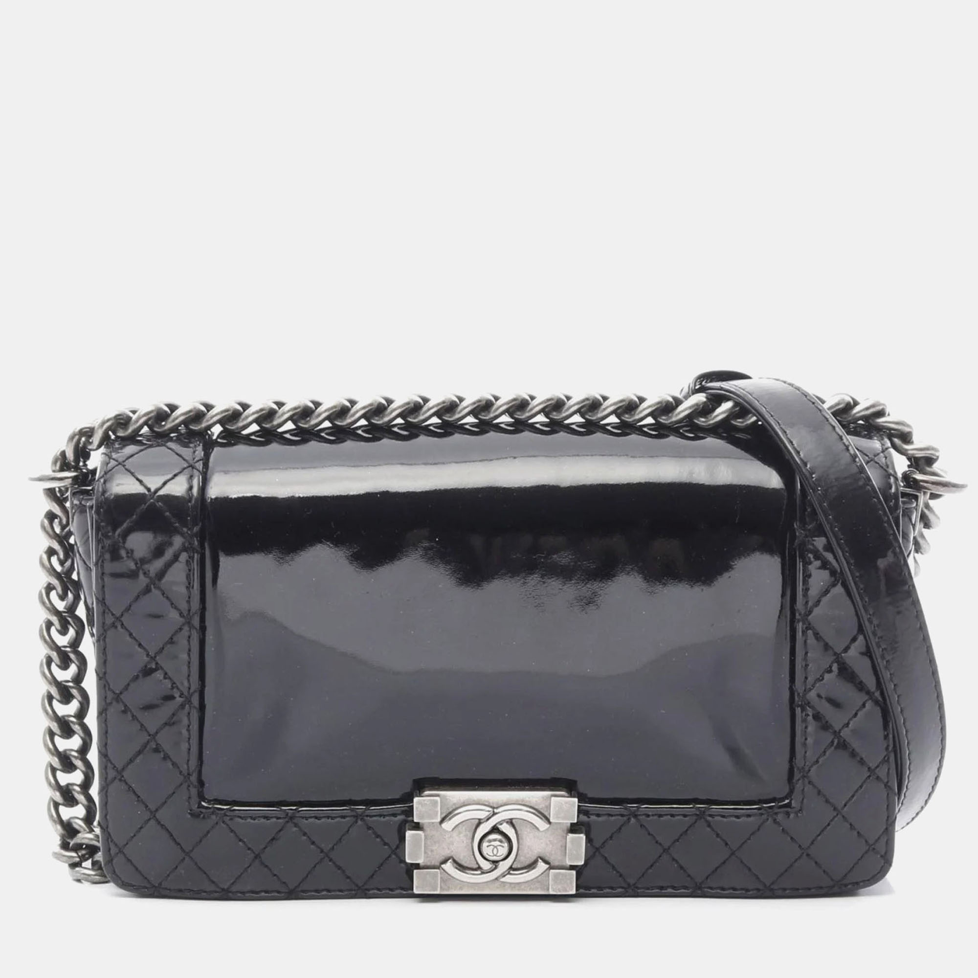 

Chanel Boy Black Patent Leather Shoulder Bag