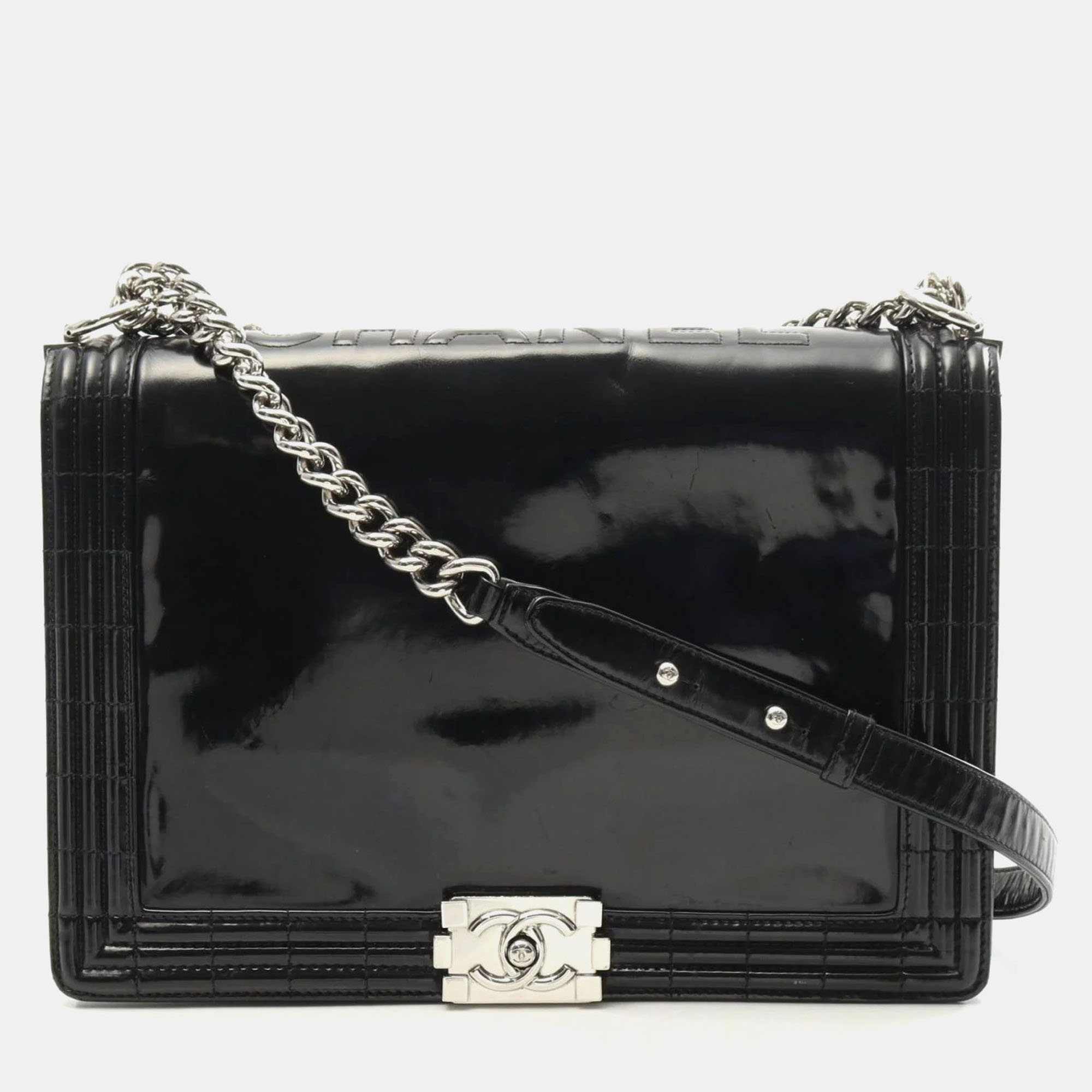 

Chanel Boy Black Patent Leather Shoulder Bag
