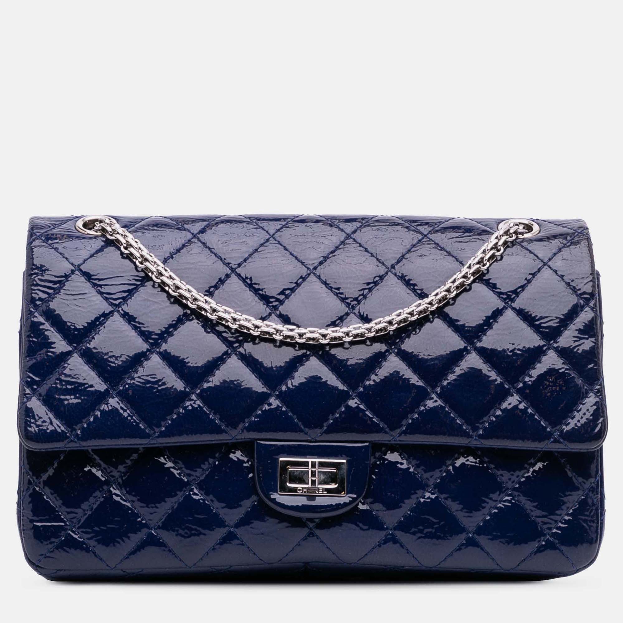 

Chanel Blue Reissue 2.55 Patent Double Flap 226