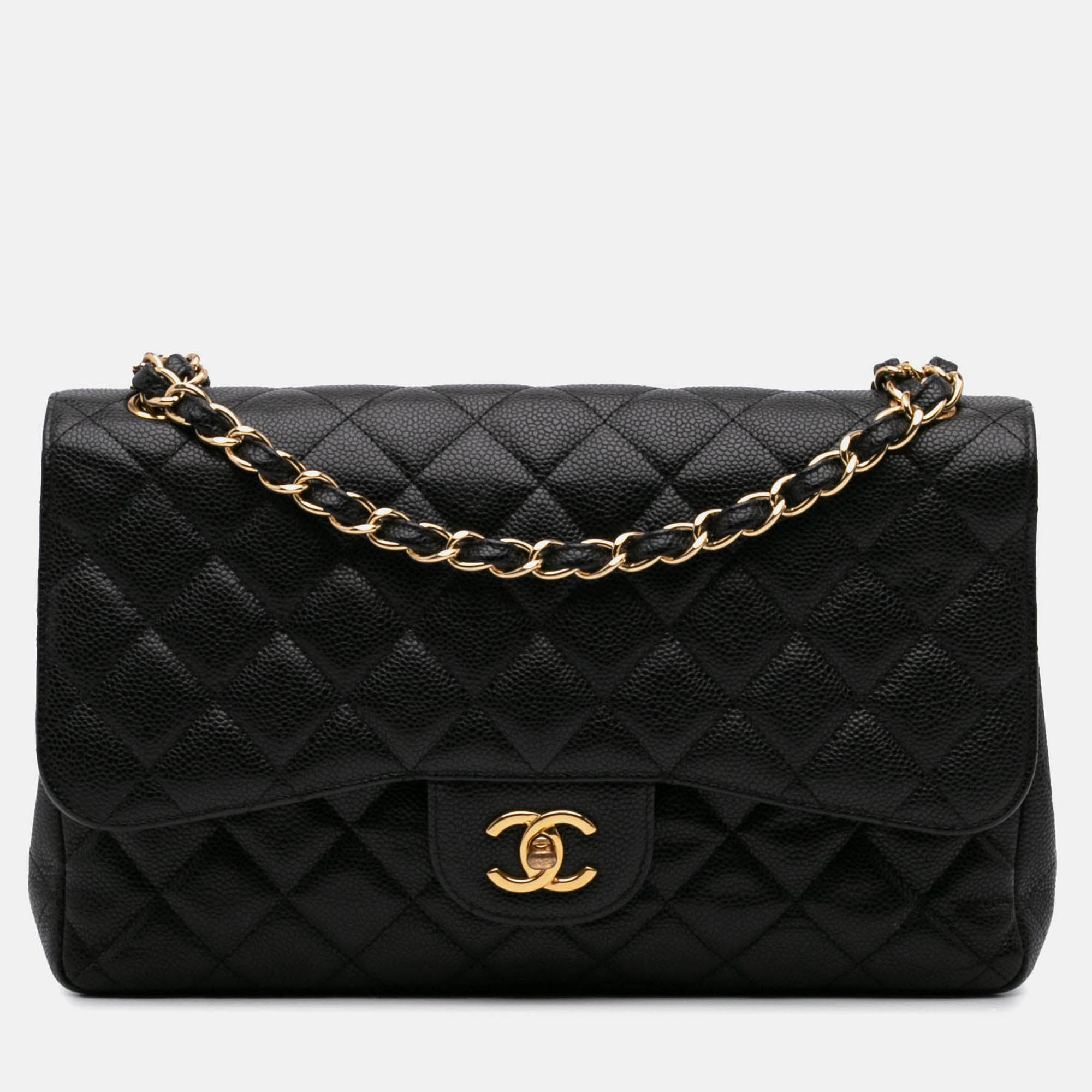 

Chanel Classic Double Flap Jumbo Black Caviar Shoulder Bag