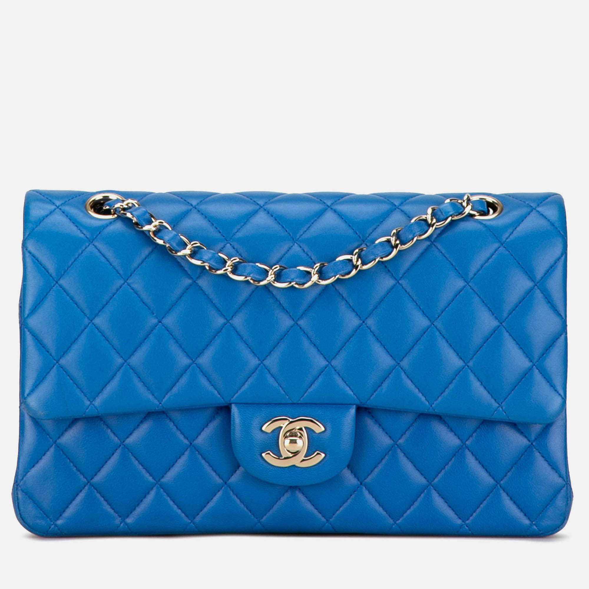 

Chanel Classic Double Flap Medium Blue Lambskin Shoulder Bag