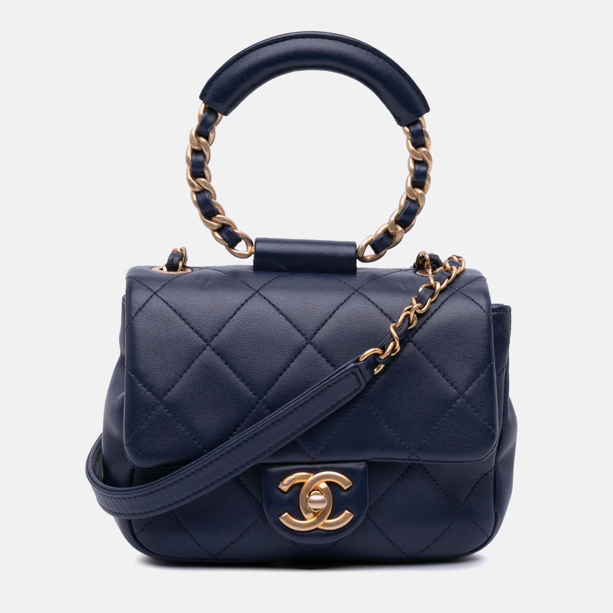 

Chanel In The Loop Flap Mini Lambskin Bag, Blue