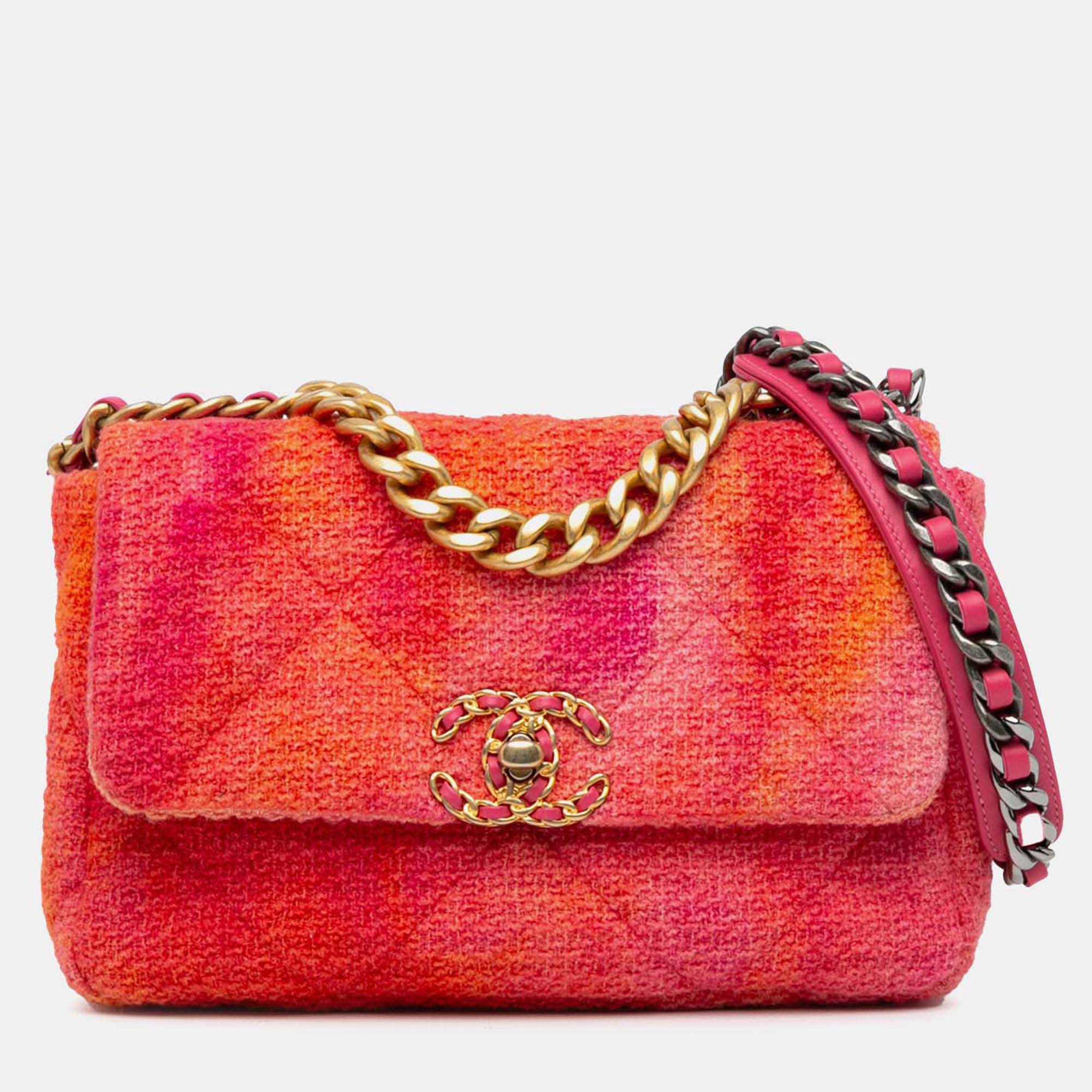 

Chanel 19 Flap Medium Tweed Bag, Pink