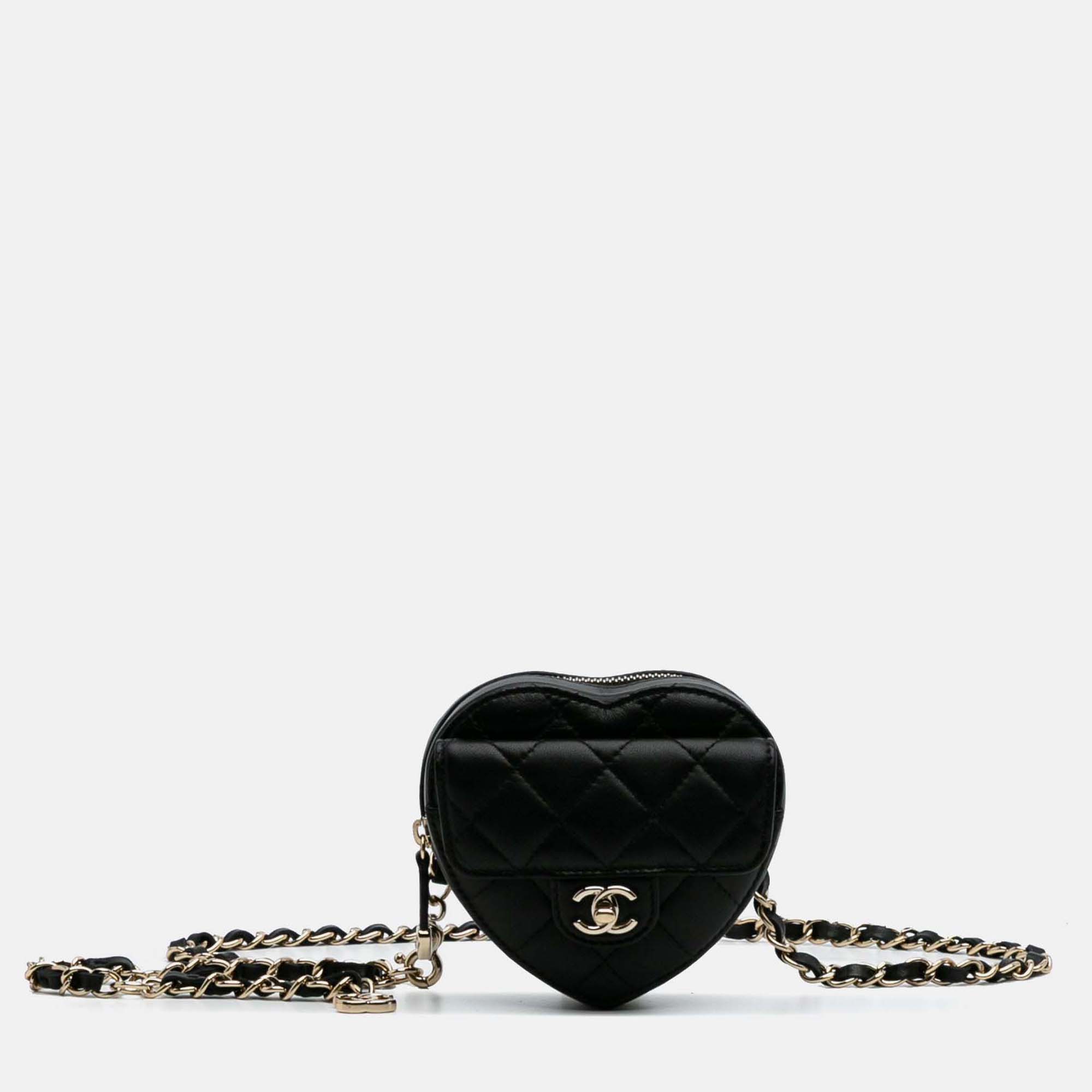 

Chanel CC In Love Heart Belt Mini Lambskin Bag, Black