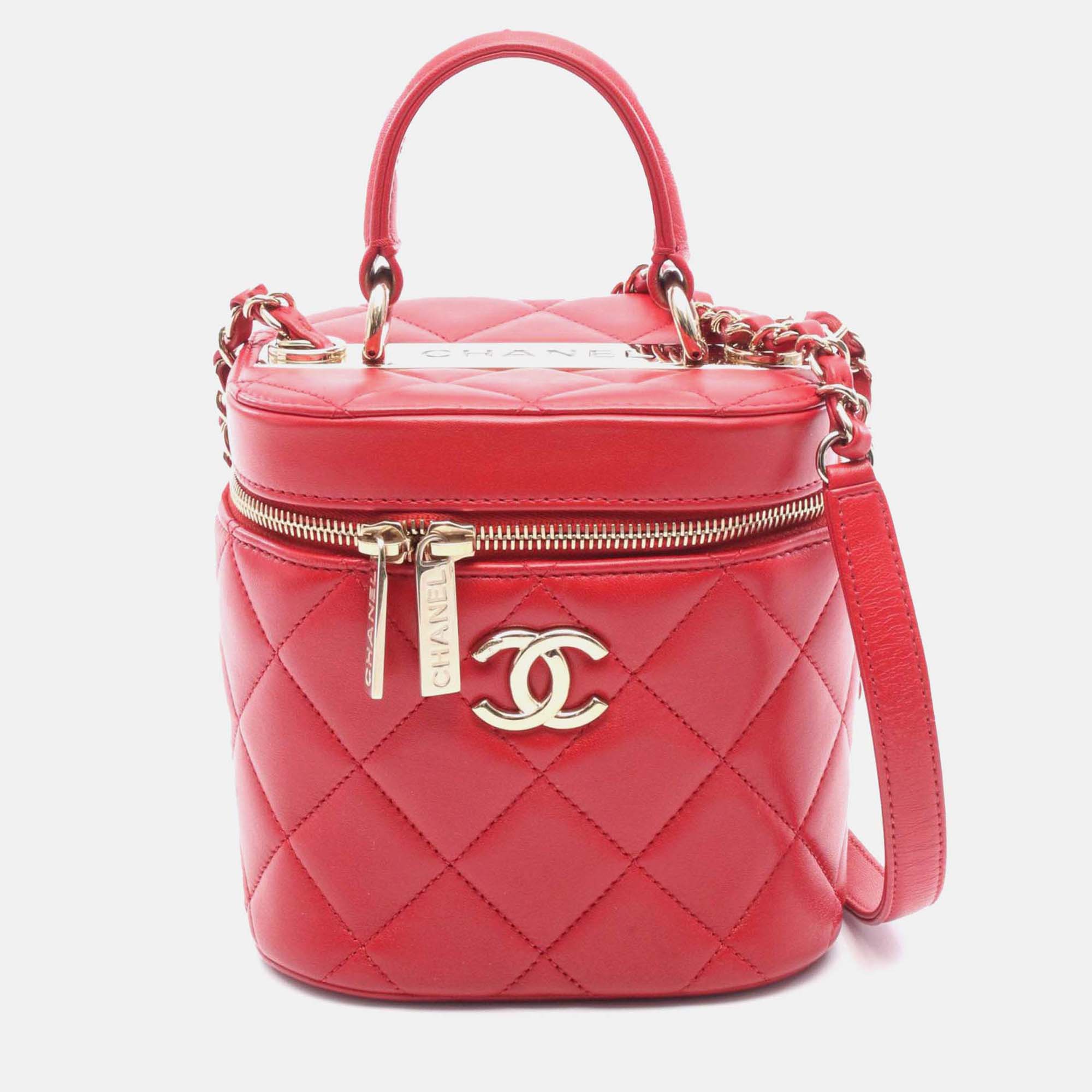

Chanel Trendy CC Vanity Case Quilted Lambskin Bag, Red