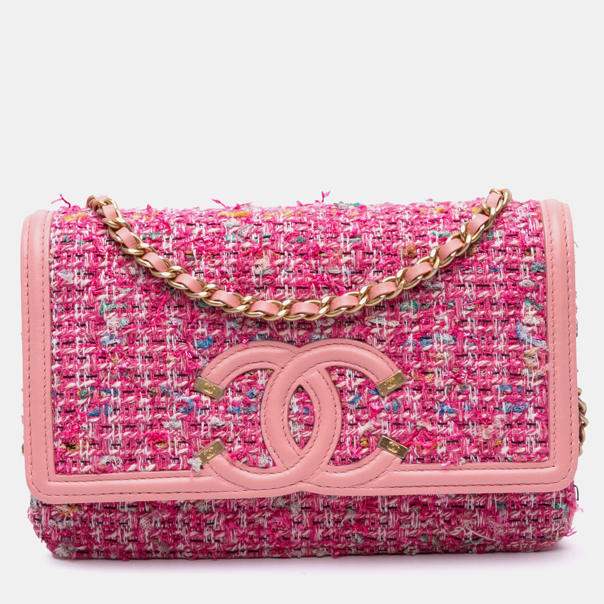 

Chanel Pink Small Tweed CC Filigree Flap