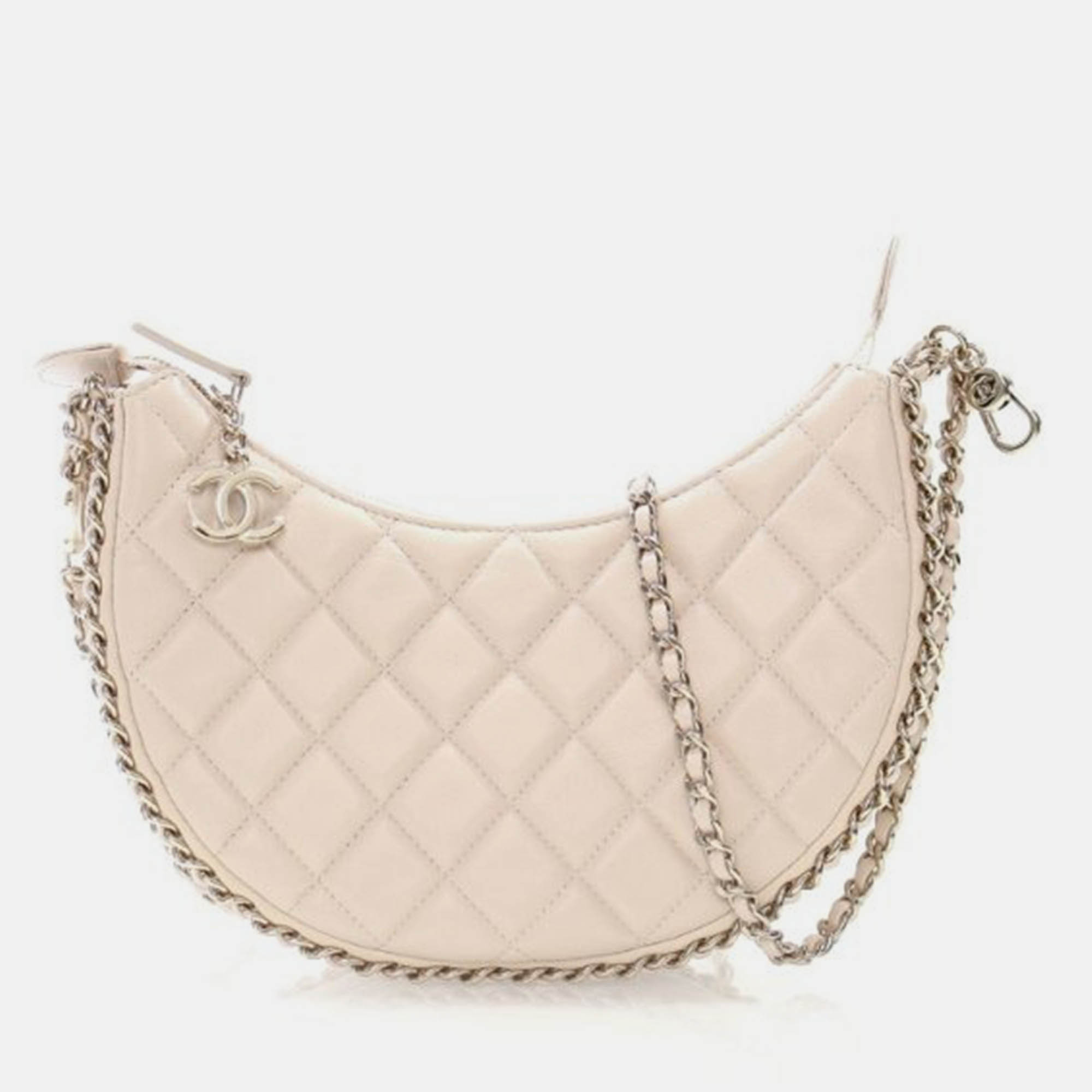 

Chanel Moon Small Beige Lambskin Hobo Bag
